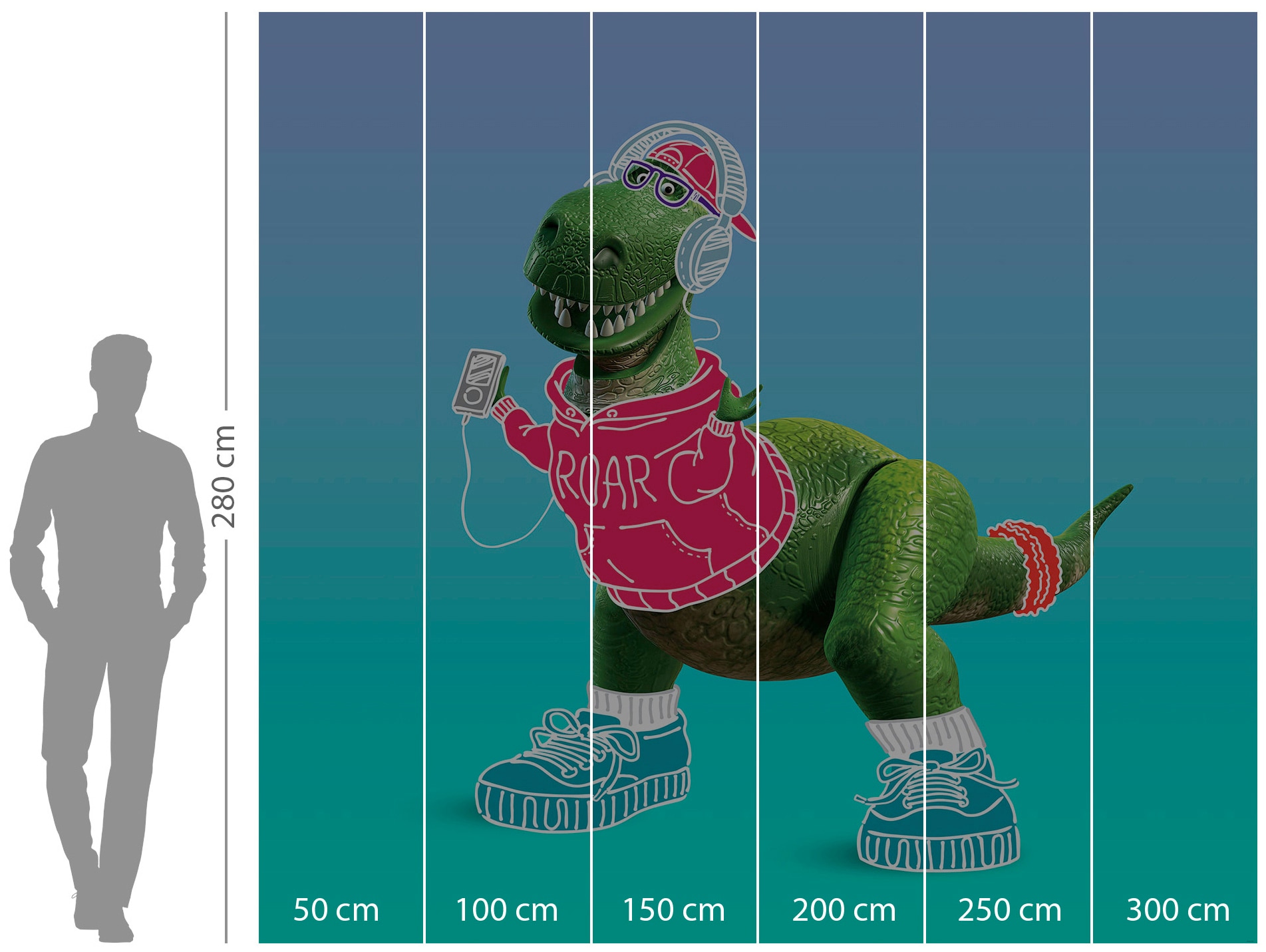 Komar Vliestapete »Digitaldruck Vlies - Toy Story Roar - Größe 300 x 280 cm«, bedruckt, Kinderzimmer