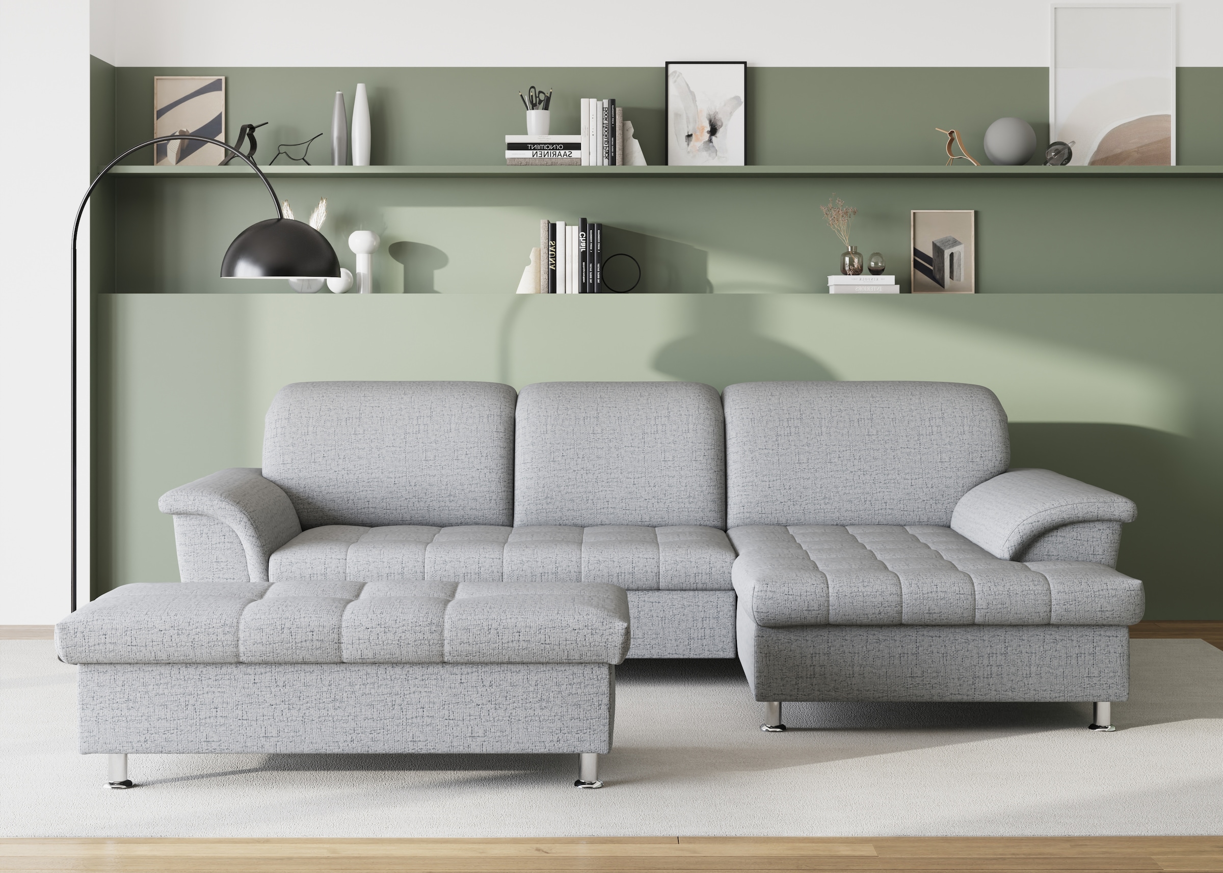 DOMO collection Ecksofa Franzi, wahlweise mit Bettfunktion, Bettkasten und Kopfteilverstellung