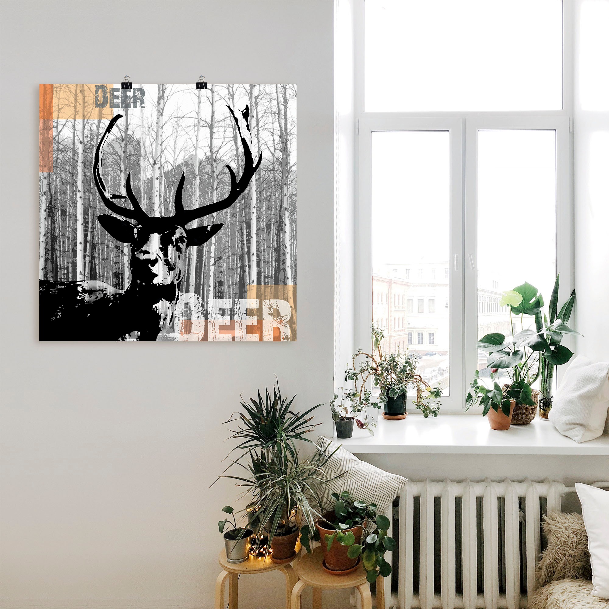 Artland Wandbild »Hirsch Collage«, Wildtiere, (1 St.), als Leinwandbild, Poster, Wandaufkleber in verschied. Größen