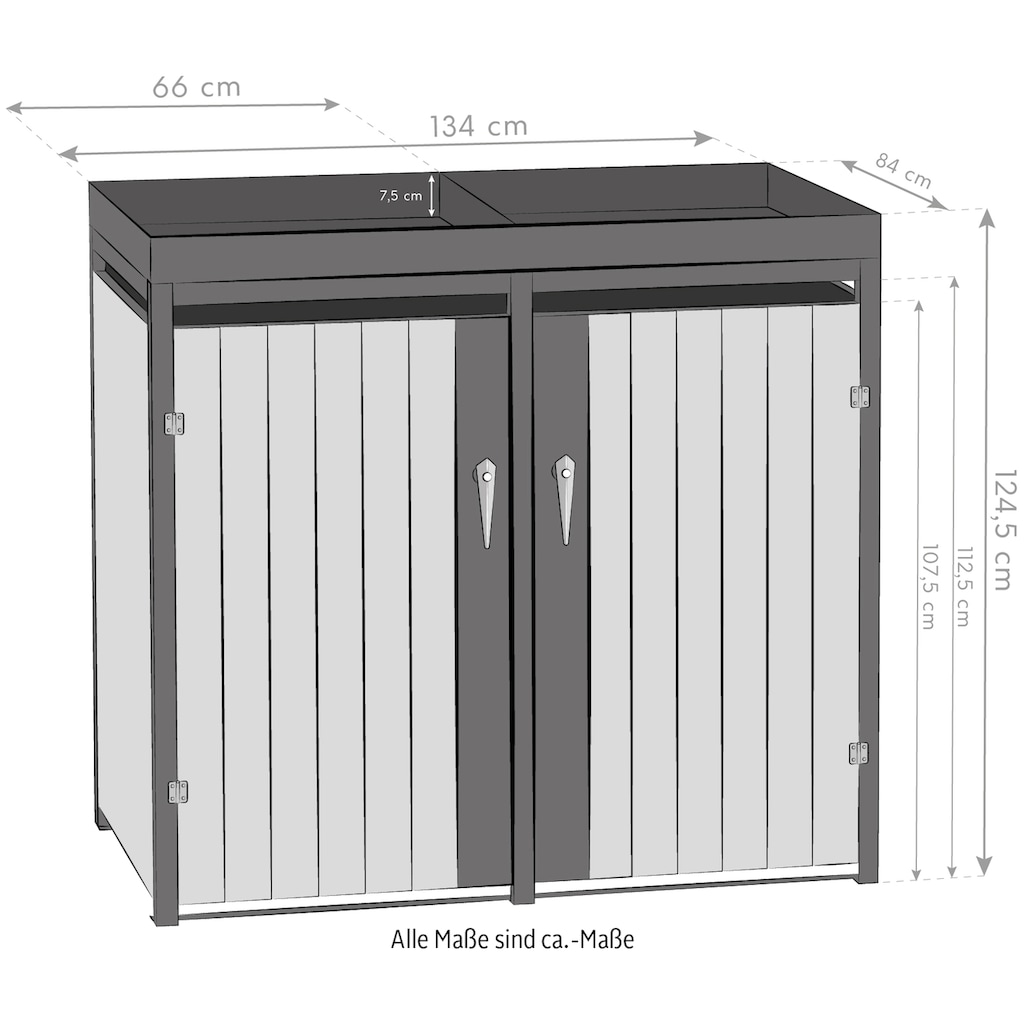 WESTMANN Mülltonnenbox »WMHHWTC-62«, für 2x240 l, BxTxH: 134x84x125 cm