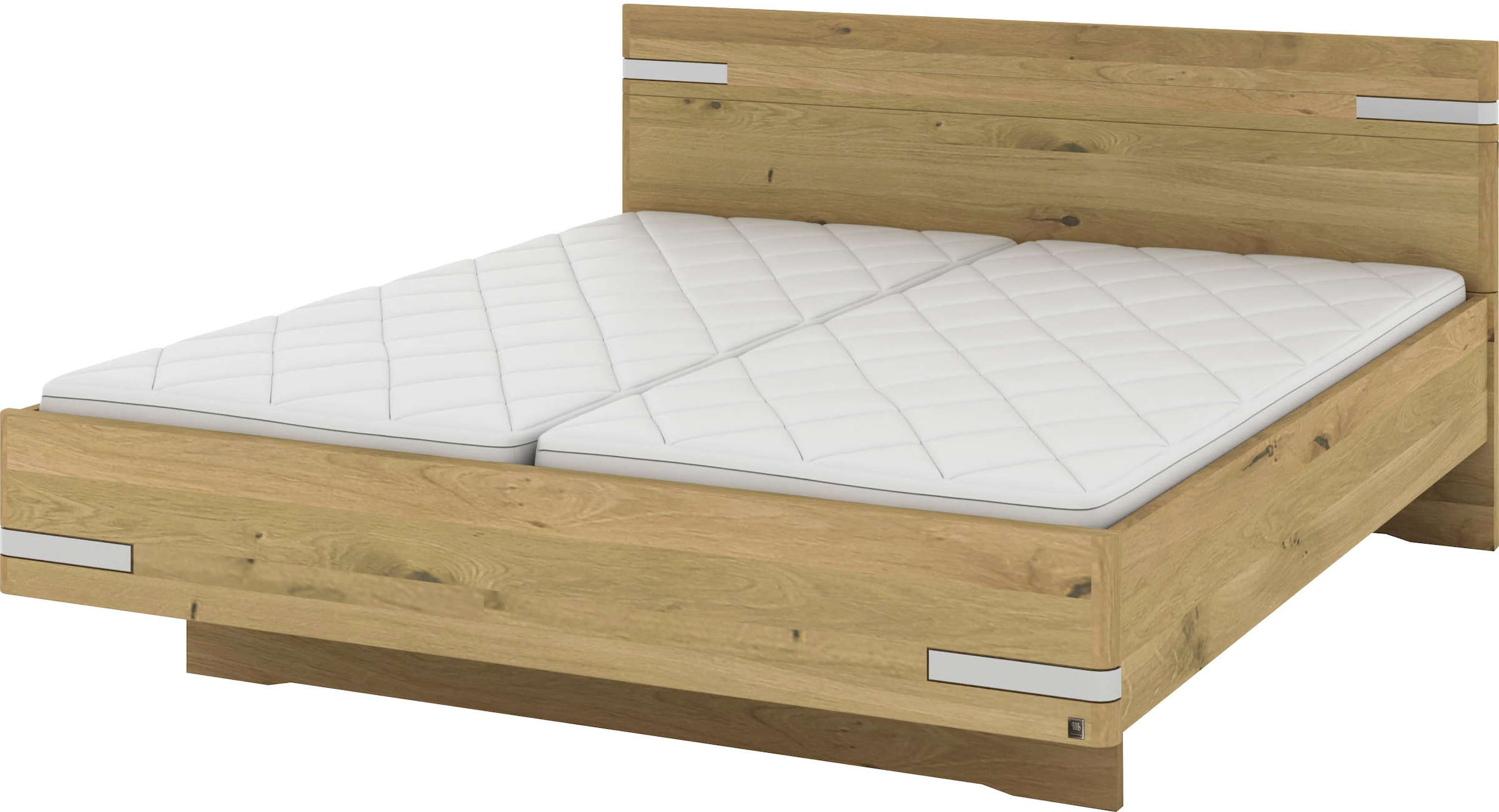 Musterring Holzbett »Savona, Bettgestell, Bettrahmen, teilmassiv Bianco-Eiche« Belastbarkeit 220 Kg, 4-fache Liegehöhenverstellung, MADE IN GERMANY,  Kopfteil in Bianco-Eiche massiv, Details in Chrom, verschiedene Größen