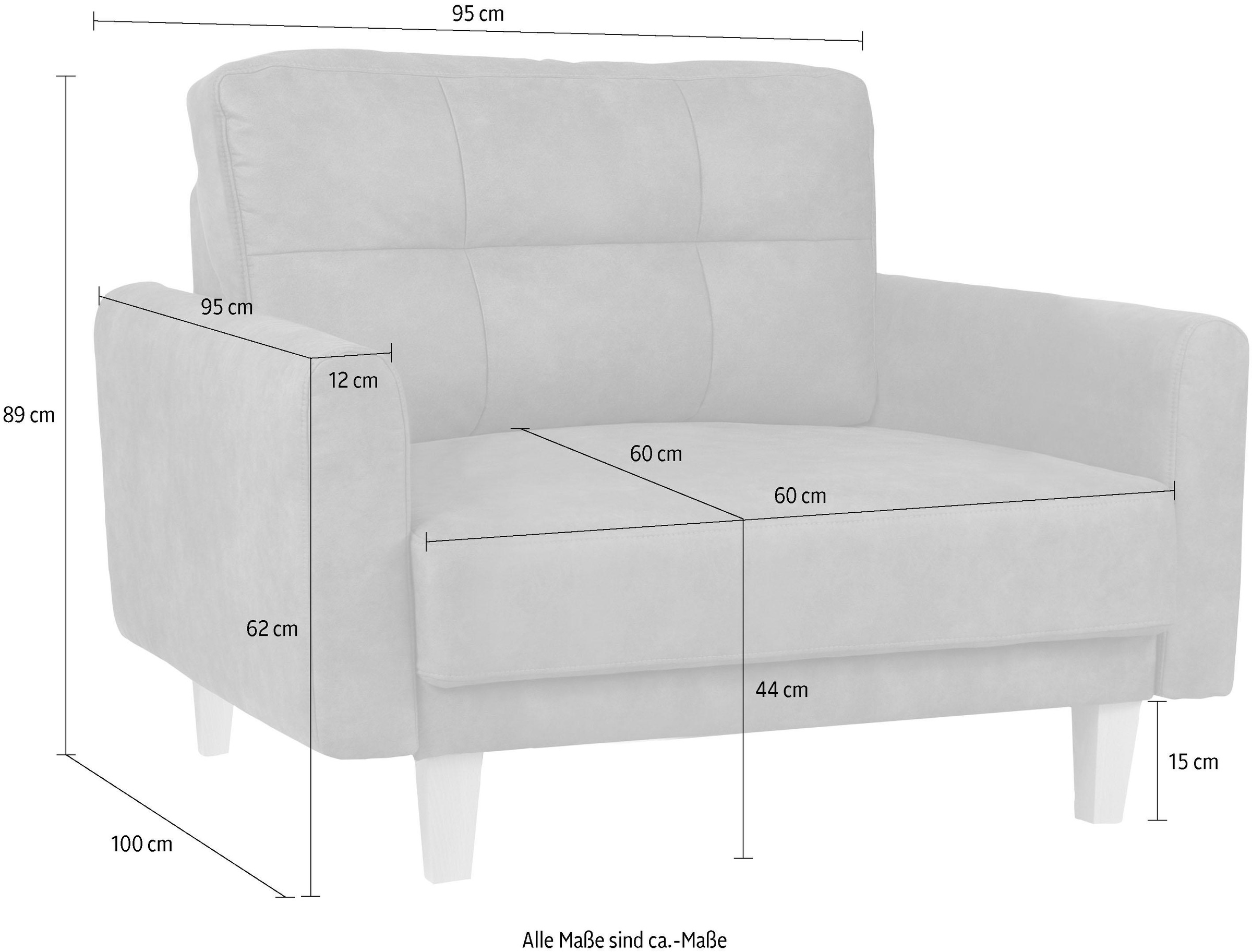 Home affaire Sessel »TRIPLO Relaxsessel mit Wellenunterfederung, Maße B/T/H: 95/100/89 cm«, Polstersessel mit Steppung im Rückenkissen, hohe Qualität
