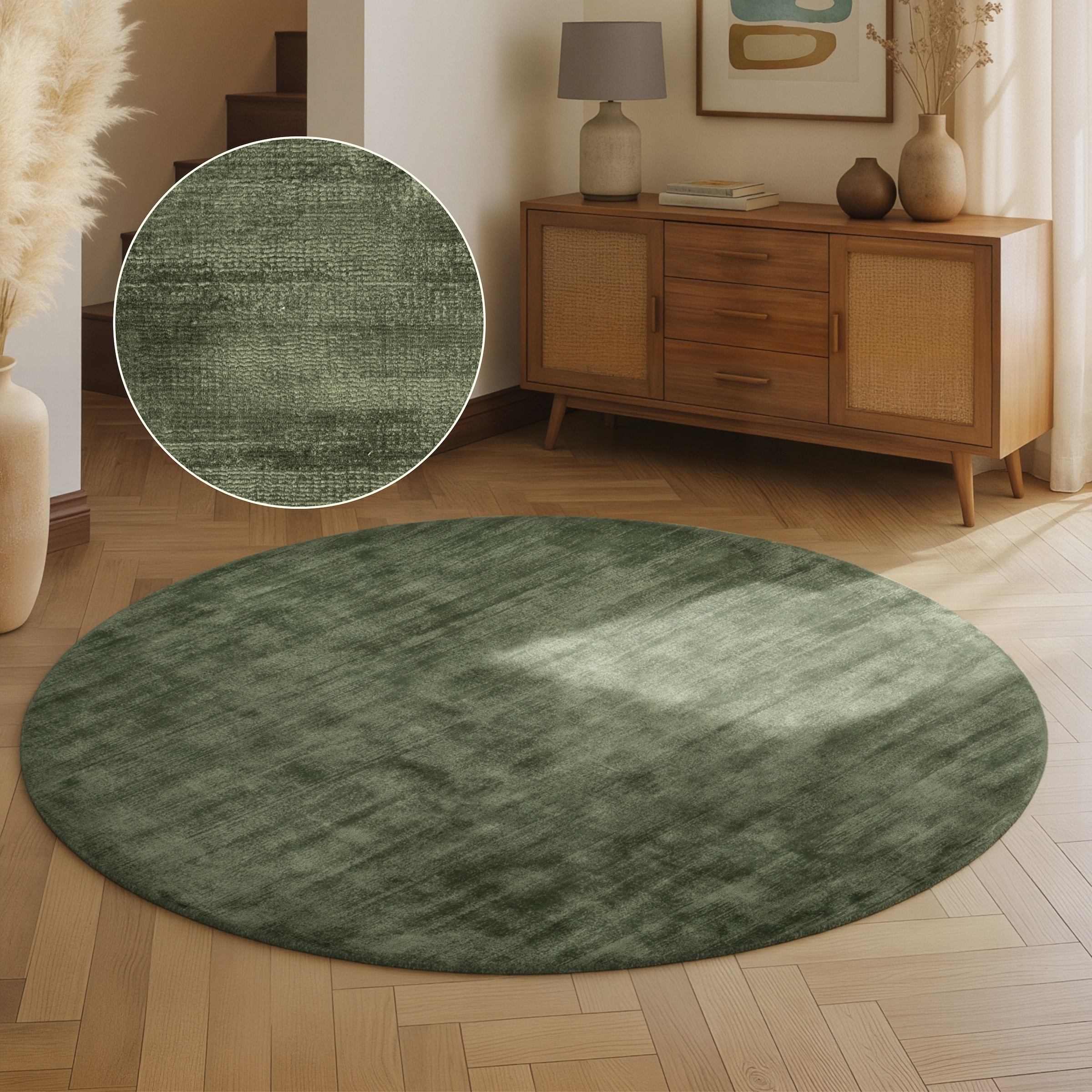vikosa Teppich »Noemi« rund 10 mm Höhe Dezenter Glanz, Weich, Seidenoptik, Viskose, Wohnzimmer, Schlafzimmer