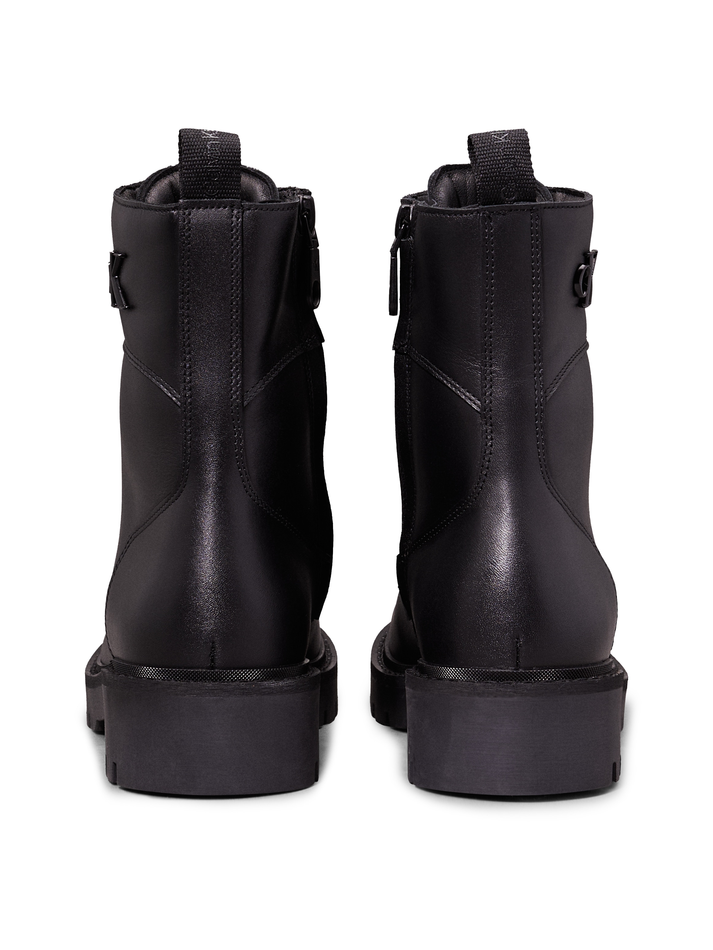 Calvin Klein Jeans Schnürboots »COMBAT BOOT MID ZIP LTH IN CALF«, Blockabsatz, Schnürstiefelette mit seitlichem CK-Schmuckelement