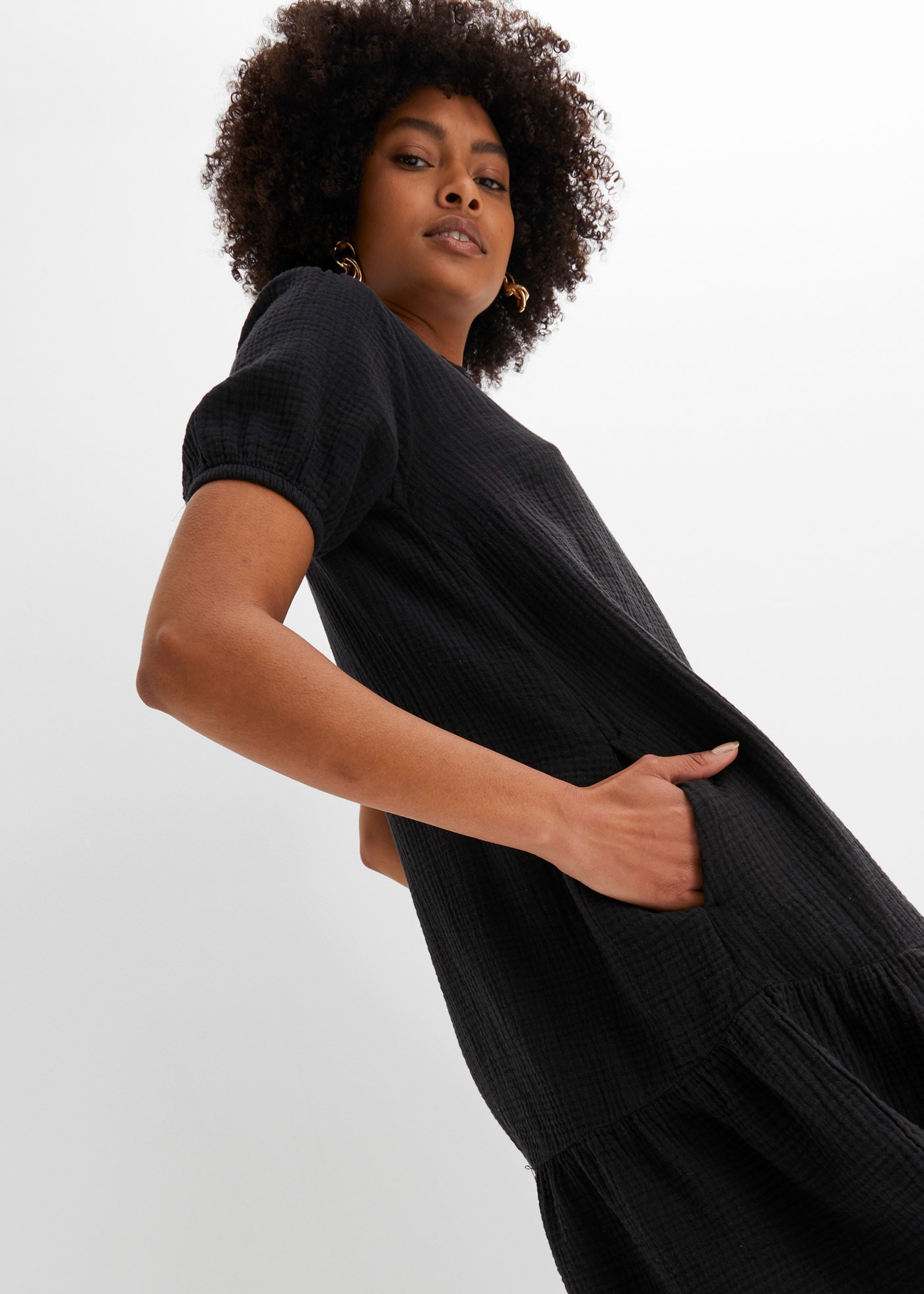 bonprix Minikleid für Frühjahrs- und Sommertage, aus Baumwolle, aus Musselin-Material