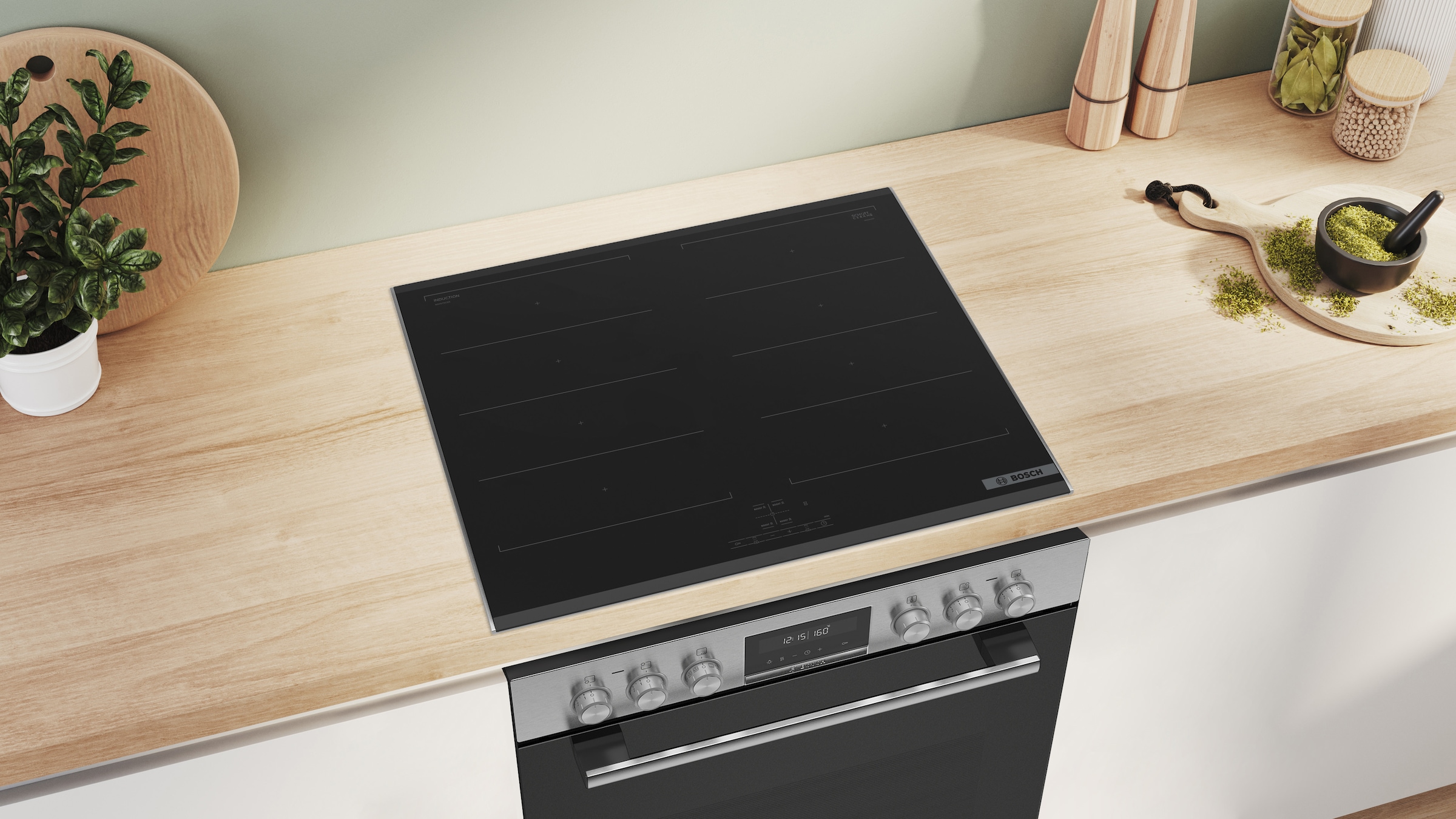 BOSCH Flex-Induktions-Herd-Set »HND679LS67«, mit Backwagen, Pyrolyse-Selbstreinigung, Backwagen mit ausziehbarer Tür für bequemes Kochen & Backen