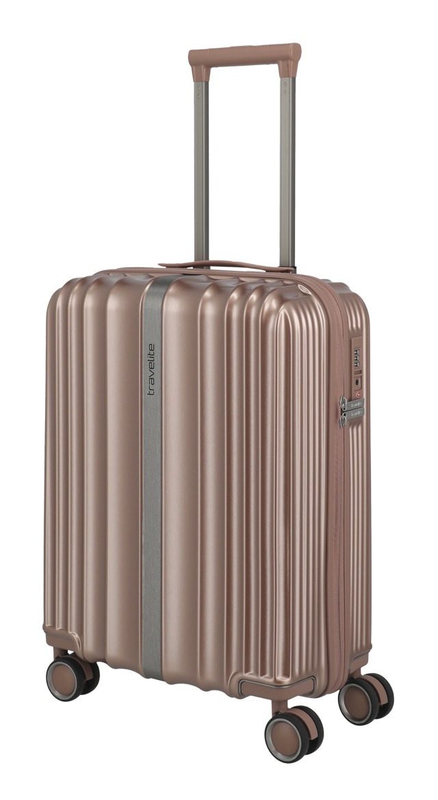 travelite Hartschalen-Trolley »PAROS Reisekoffer Hartschale« 37 l 4 Rollen Kreuzspanngurten – robustes ABS-Reisegepäck