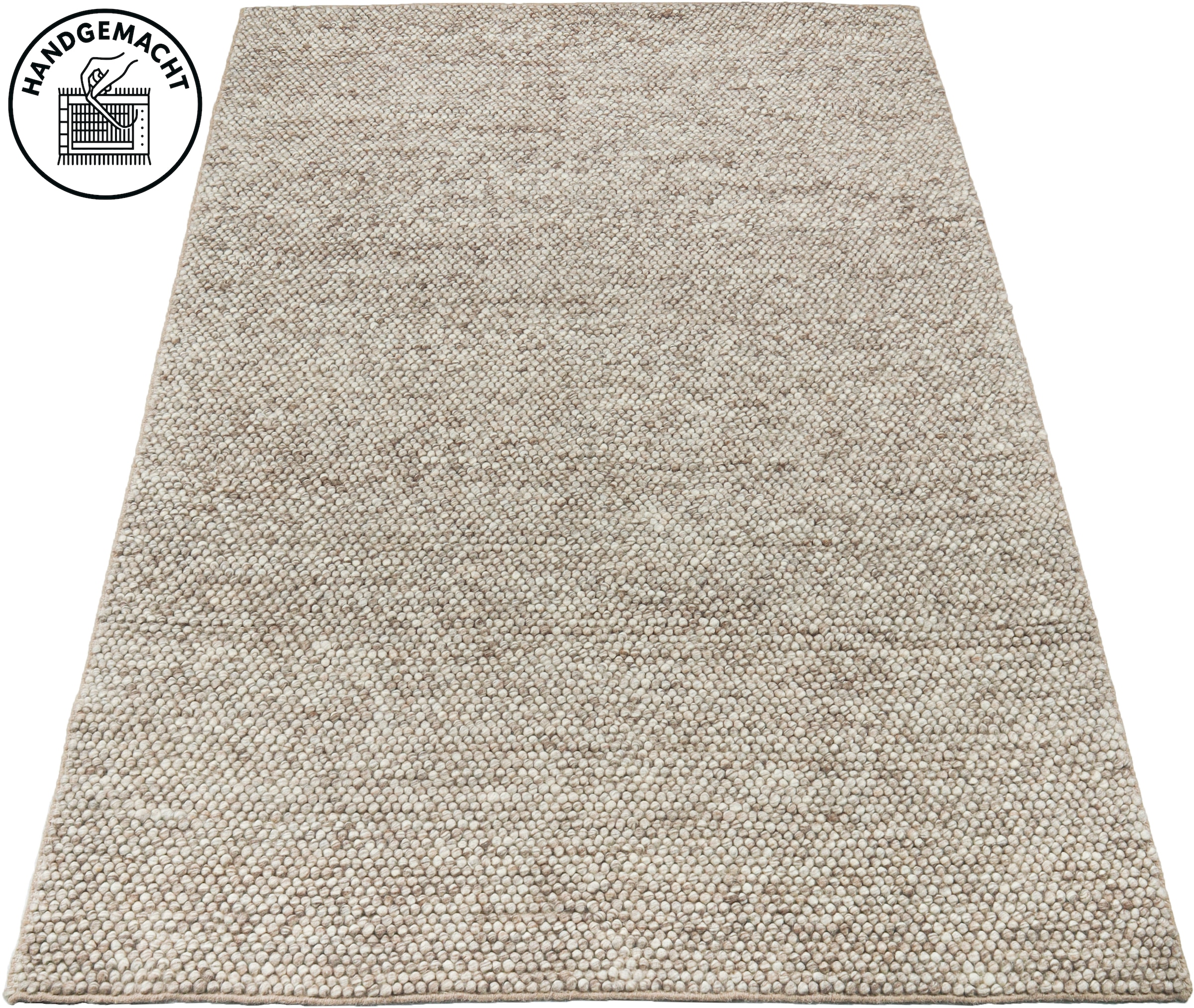 OTTO home Wollteppich »Wolly, Wolle, in Standard und Premium Qualität« rechteckig 14 mm Höhe handgewebt, Handweb Teppiche, Skandi, Wohnzimmer, Schlafzimmer