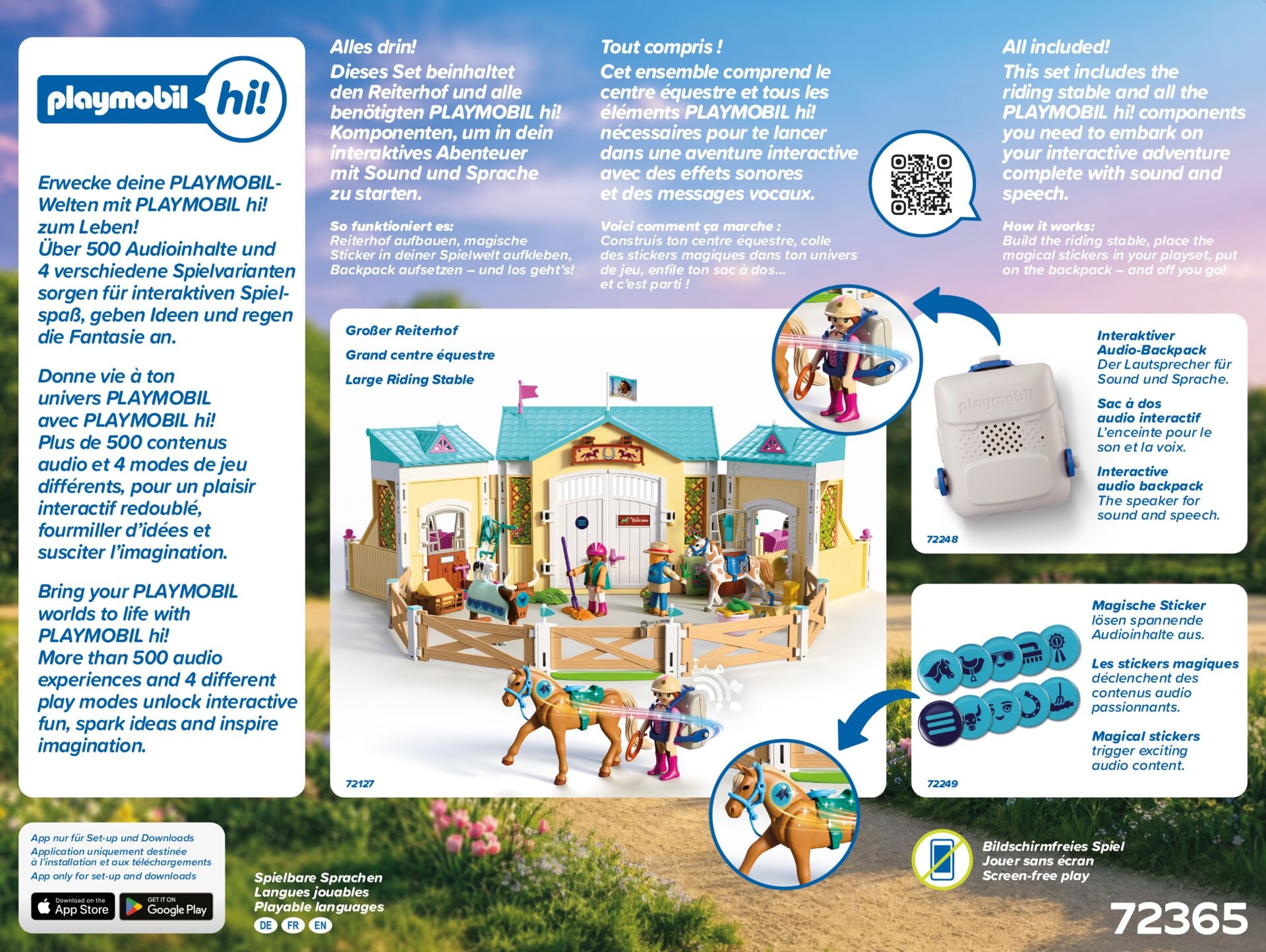 Playmobil® Konstruktions-Spielset »Playmobil Hi! Ready-To-Play Set Reiterhof (72127), I Love Horses« Made in Europe