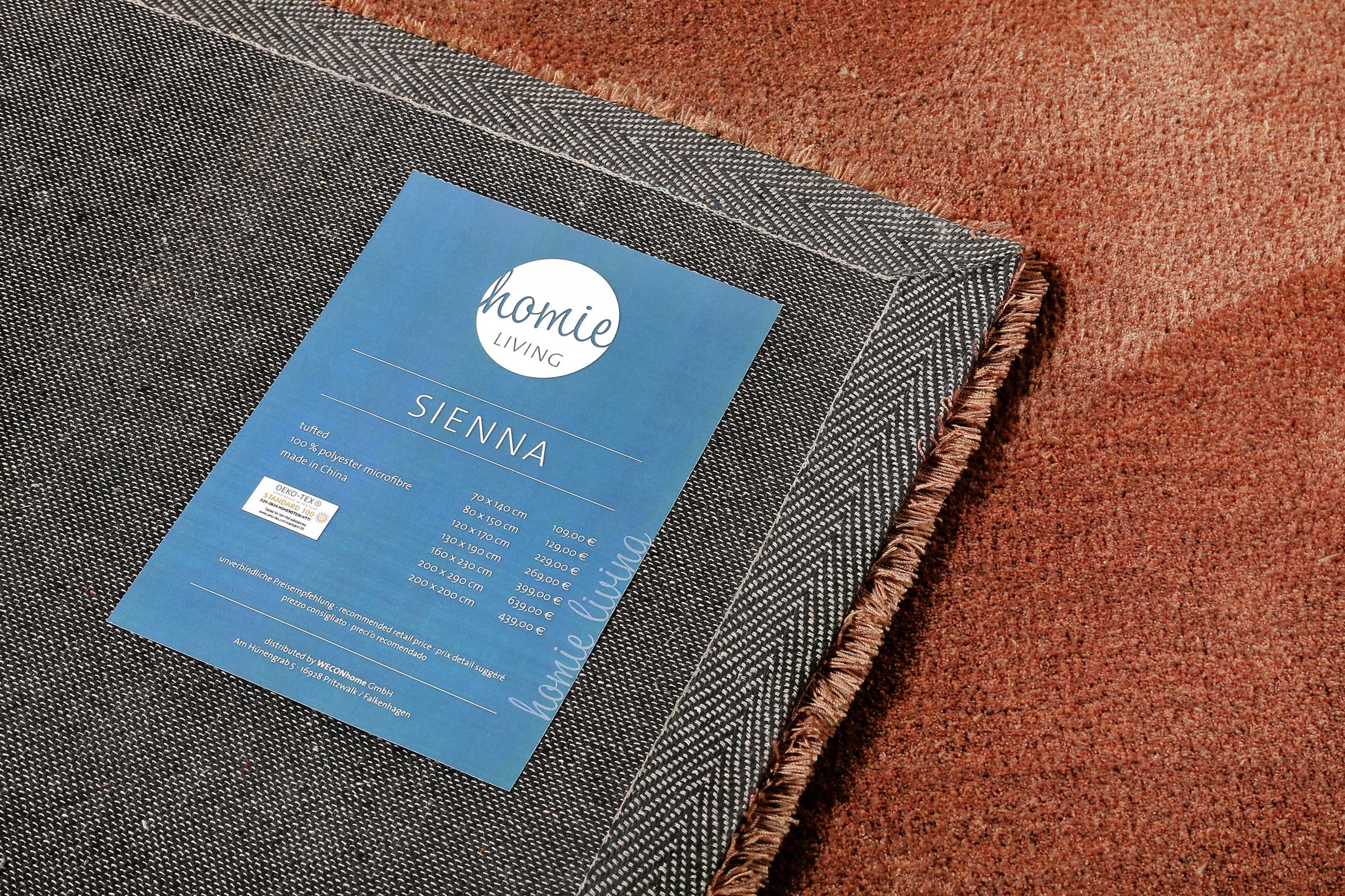 Homie Living Teppich »Sienna«, quadratisch, 20 mm Höhe, Hochflor, Microfaser, uni, weich & kuschelig, Wohnzimmer, Schlafzimmer