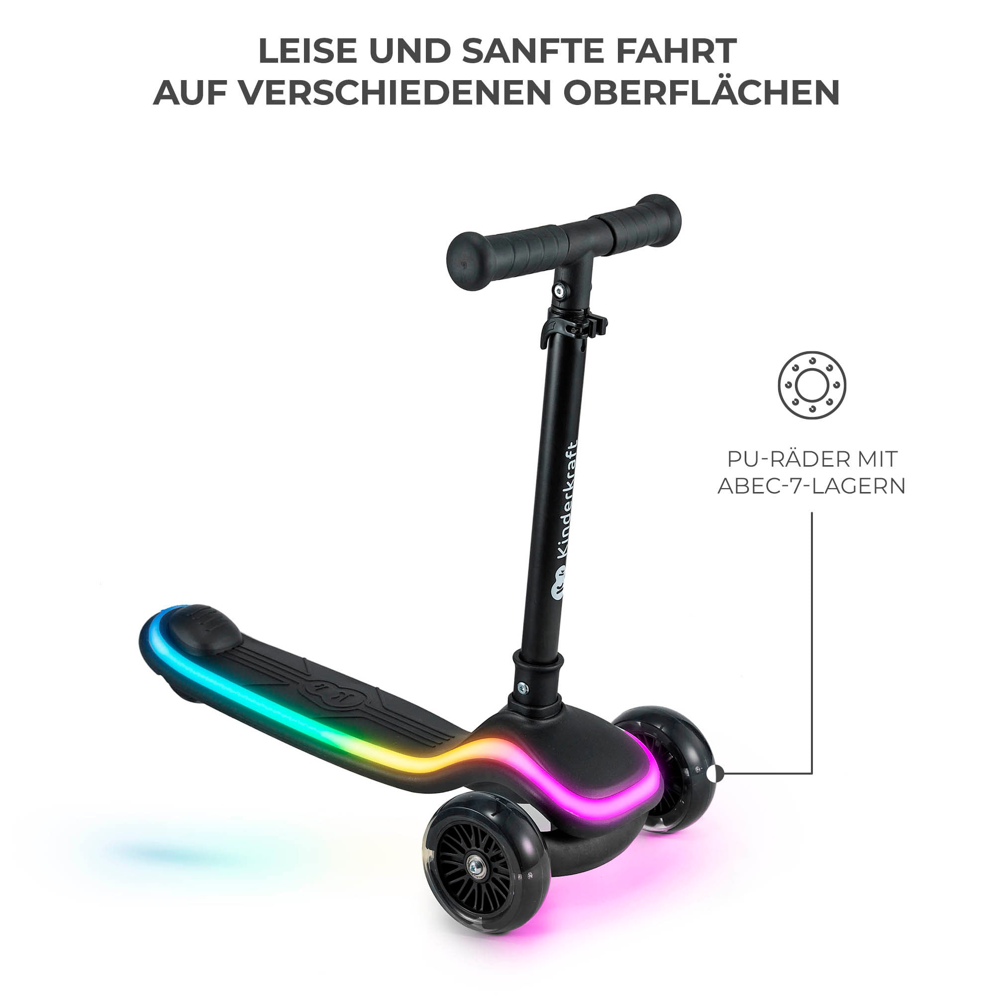 Kinderkraft Tretroller »RAKET« für Kinder; mit Bremse und leuchtenden Vorderrädern