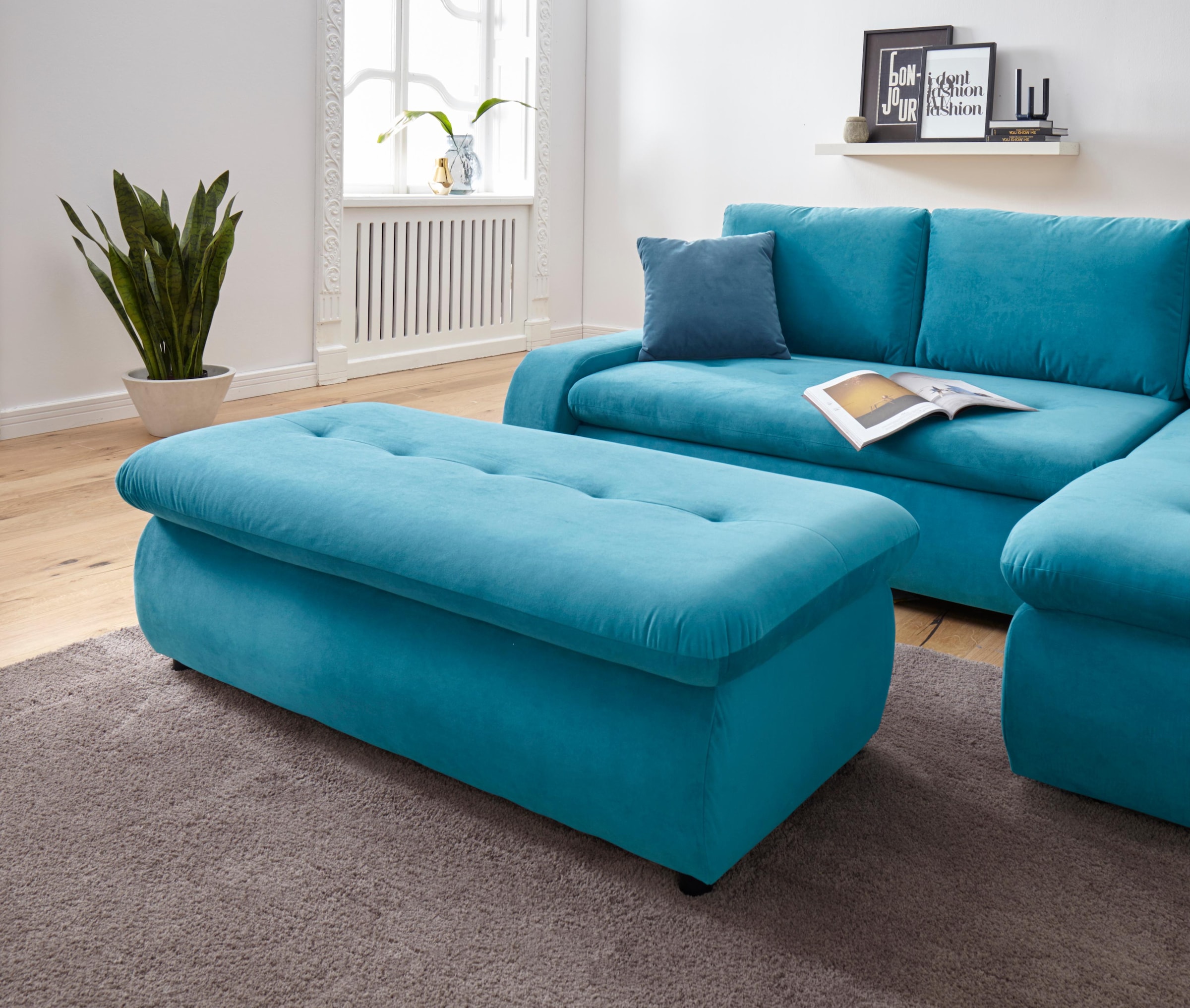 TRENDMANUFAKTUR Hocker »Indie II, bequemer Bankhocker mit Staufach unter der Sitzfläche«