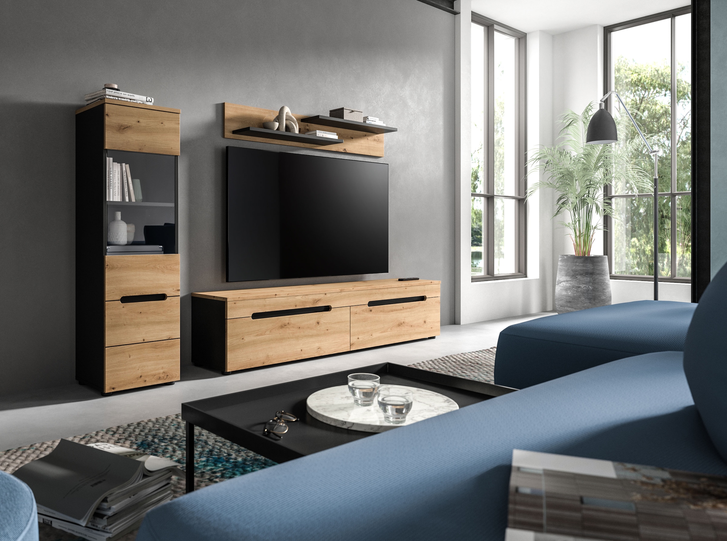 INOSIGN Vitrine »REHAT, TOPSELLER!, Höhe 125 cm, 1 Glastür, 1 Böden, 3 Fächer« stehend und hängend montierbar, 1 Stk. tlg. Vitrinenschrank, Schrank, Glasvitrine, Wohnzimmervitrine