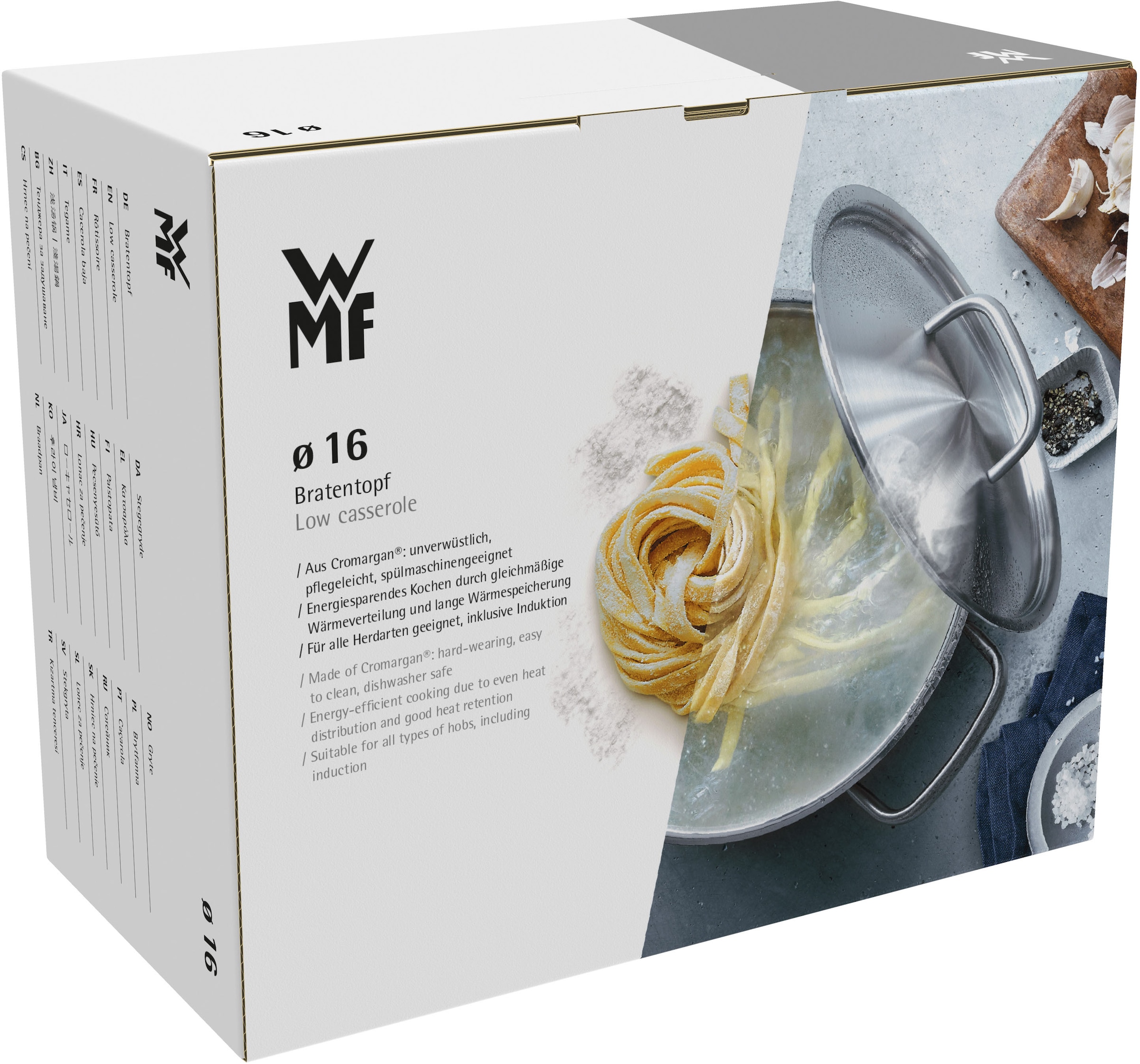 WMF Bratentopf »Gourmet Plus«, Cromargan® Edelstahl Rostfrei 18/10, (2 tlg.), wärmeduzierende Hohlgriffe, Innenskalierung, breiter Schüttrand
