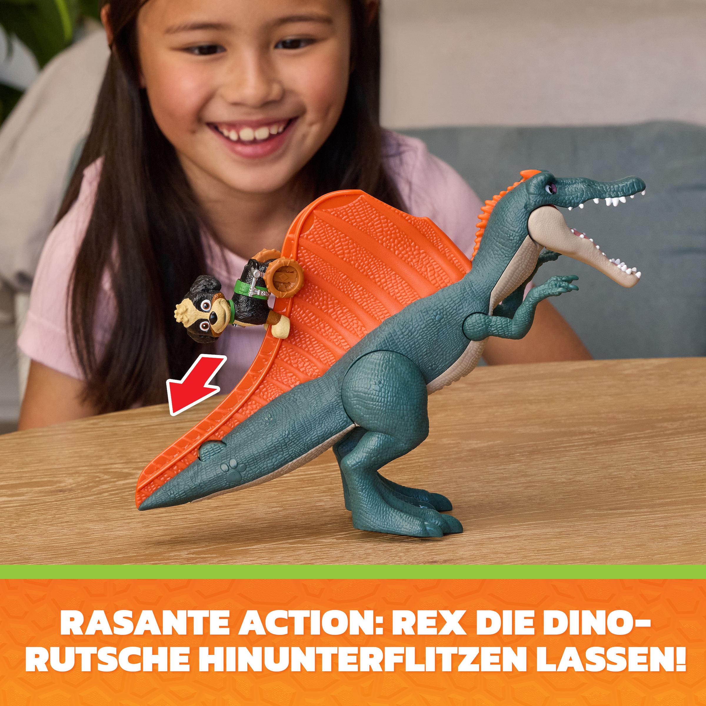 Spin Master Spielwelt »PAW Patrol: Der Dino Film, Rise & Roll Dino, Rex-Figur mit Spinosaurus«