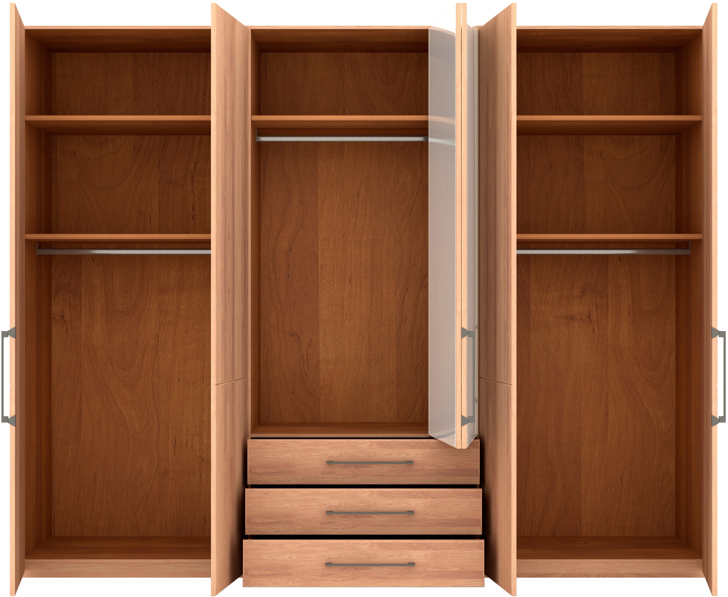 Musterring Drehtürenschrank »Sorrent, Kleiderschrank, teilmassiv Eiche«, (mit Türdämpfern, mit Schubladen, extra Böden, MADE IN GERMANY), Türen in Eiche massiv und als Parsol-Bronze-Spiegel, mit Schubkästen