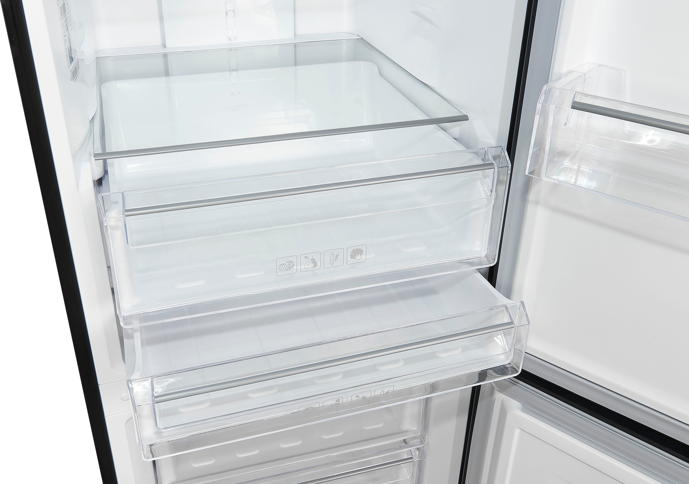 exquisit Kühl-/Gefrierkombination »KGC350-105-NF-040C inoxlook-az«, Energieeffizienzklasse C, 347 L Volumen, Total NoFrost, Display