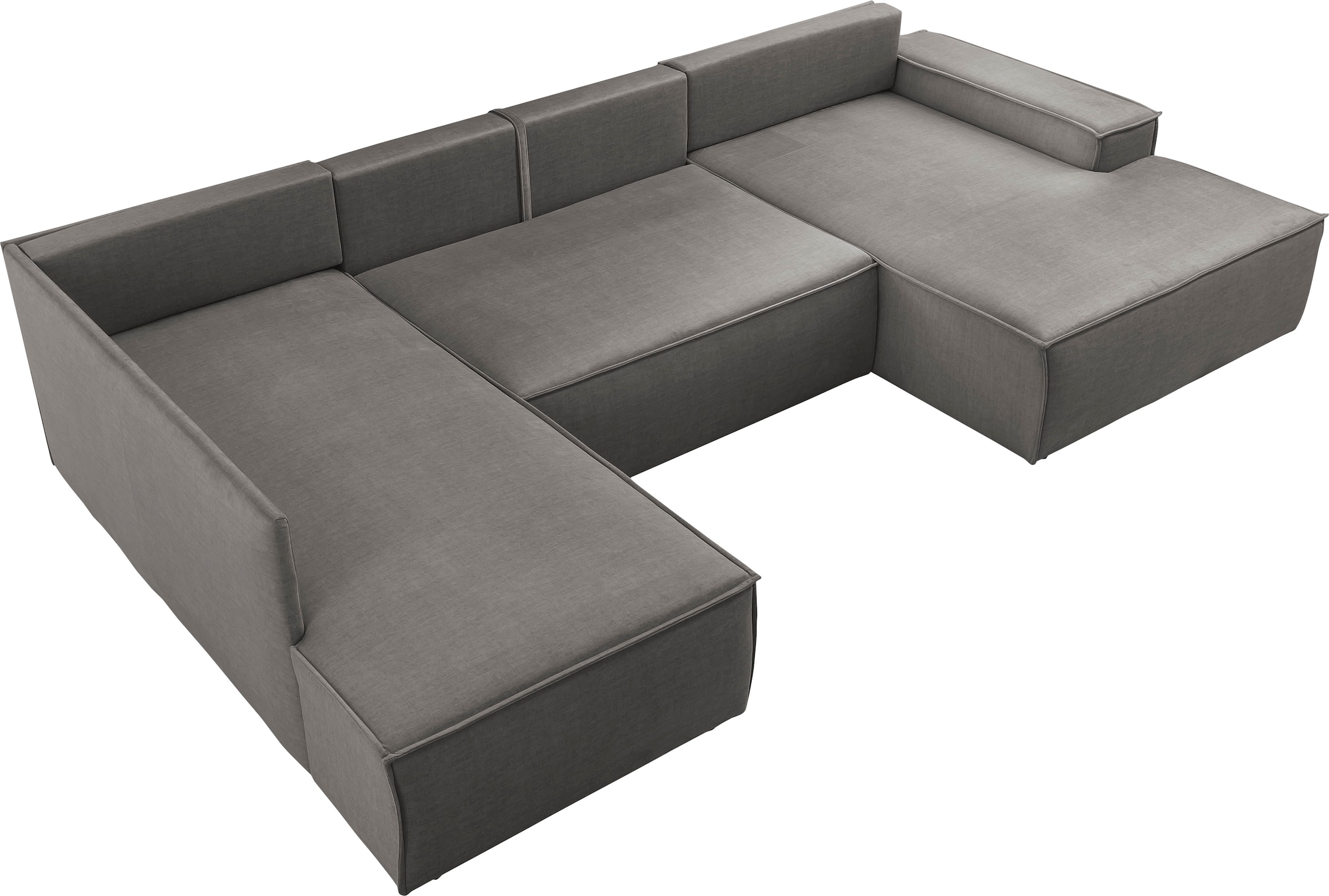 OTTO home Wohnlandschaft »SHERWOOD U-Form, 329 cm - OTTO. Verlässliche Qualität.« Schlaffunktion m. Bettkasten (194x139 cm), Cord, Vintage, Samtvelours