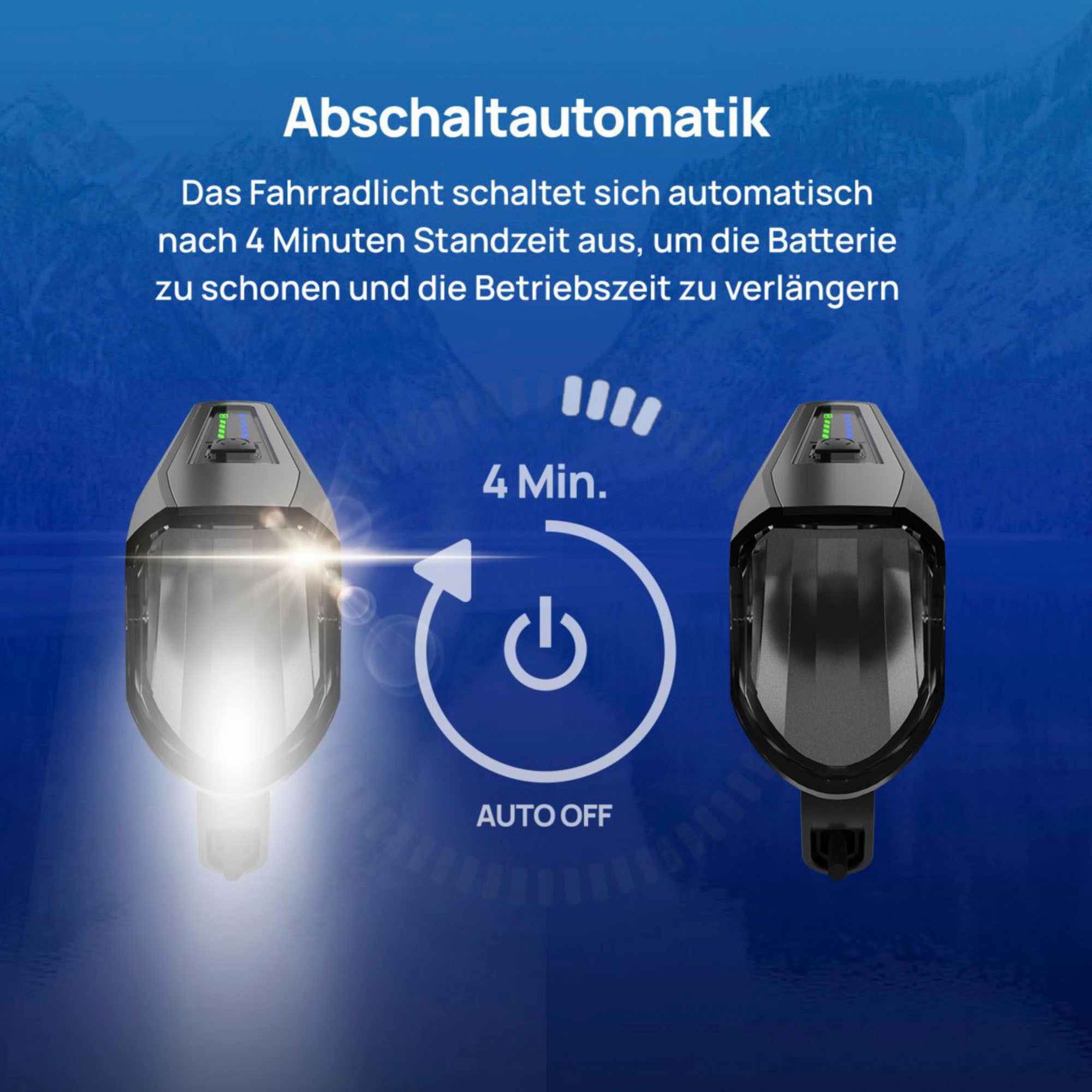 FISCHER Fahrrad Fahrradbeleuchtung »LED-Akku-Bel. Set PLUS 110 + TWIN STOP«, (Set, 2, Front- und Rücklicht)