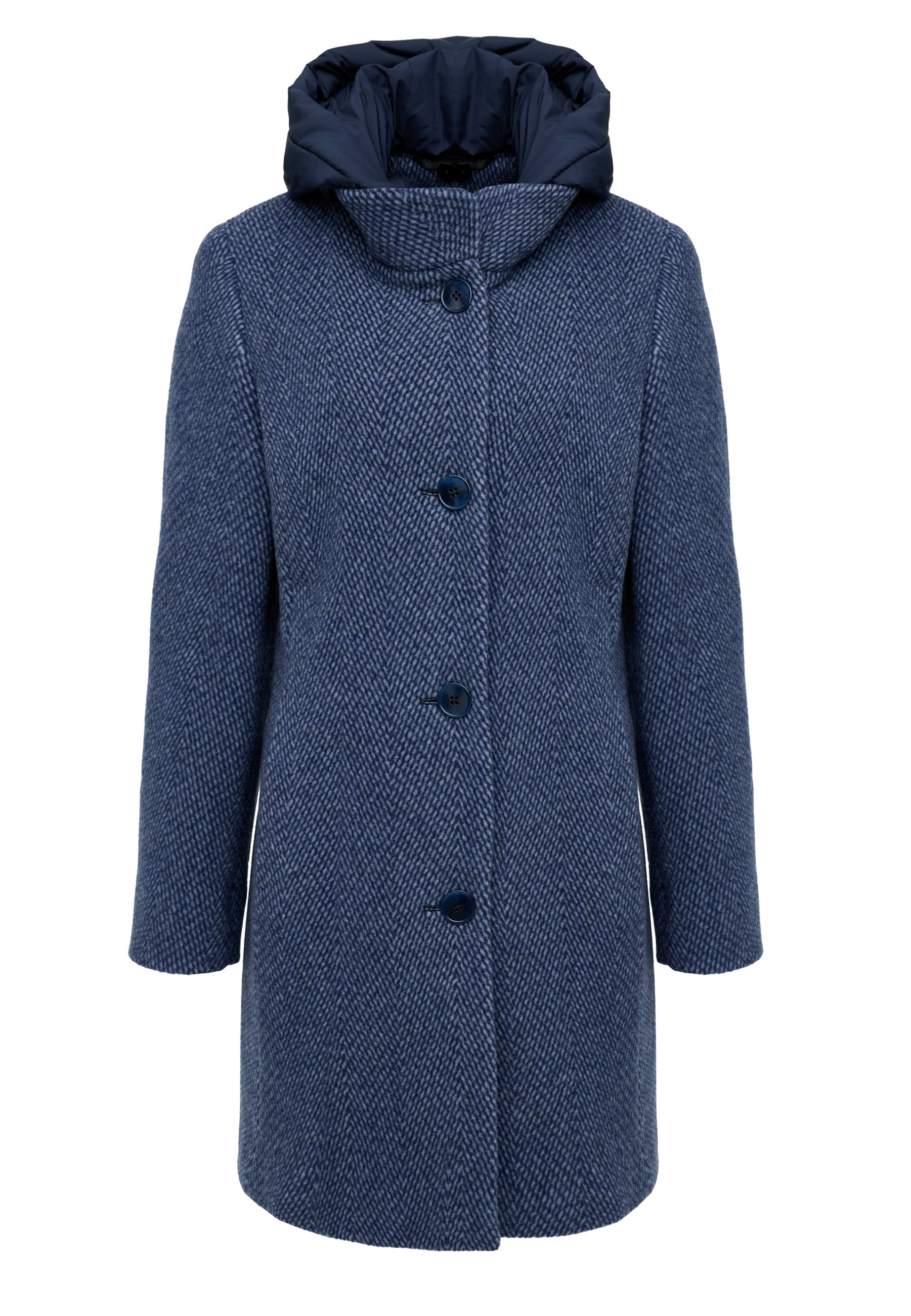 MANISA Wolljacke, mit Kapuze, mit Stehkragen und Kapuze, in Tweed-Optik