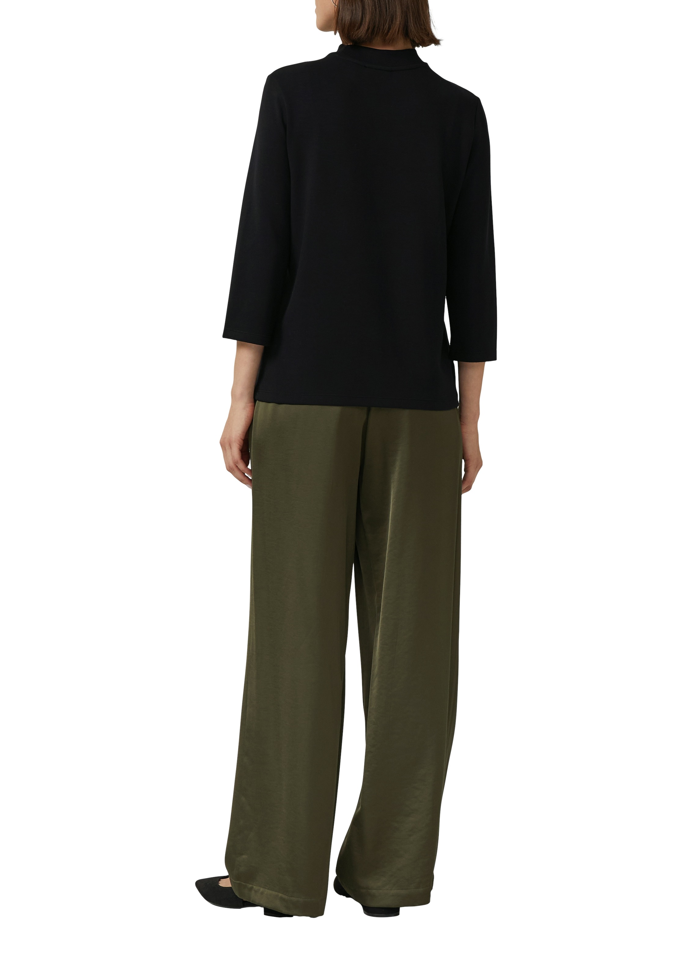 s.Oliver BLACK LABEL 3/4-Arm-Shirt, mit Pailletten und feinem hohem Kragen