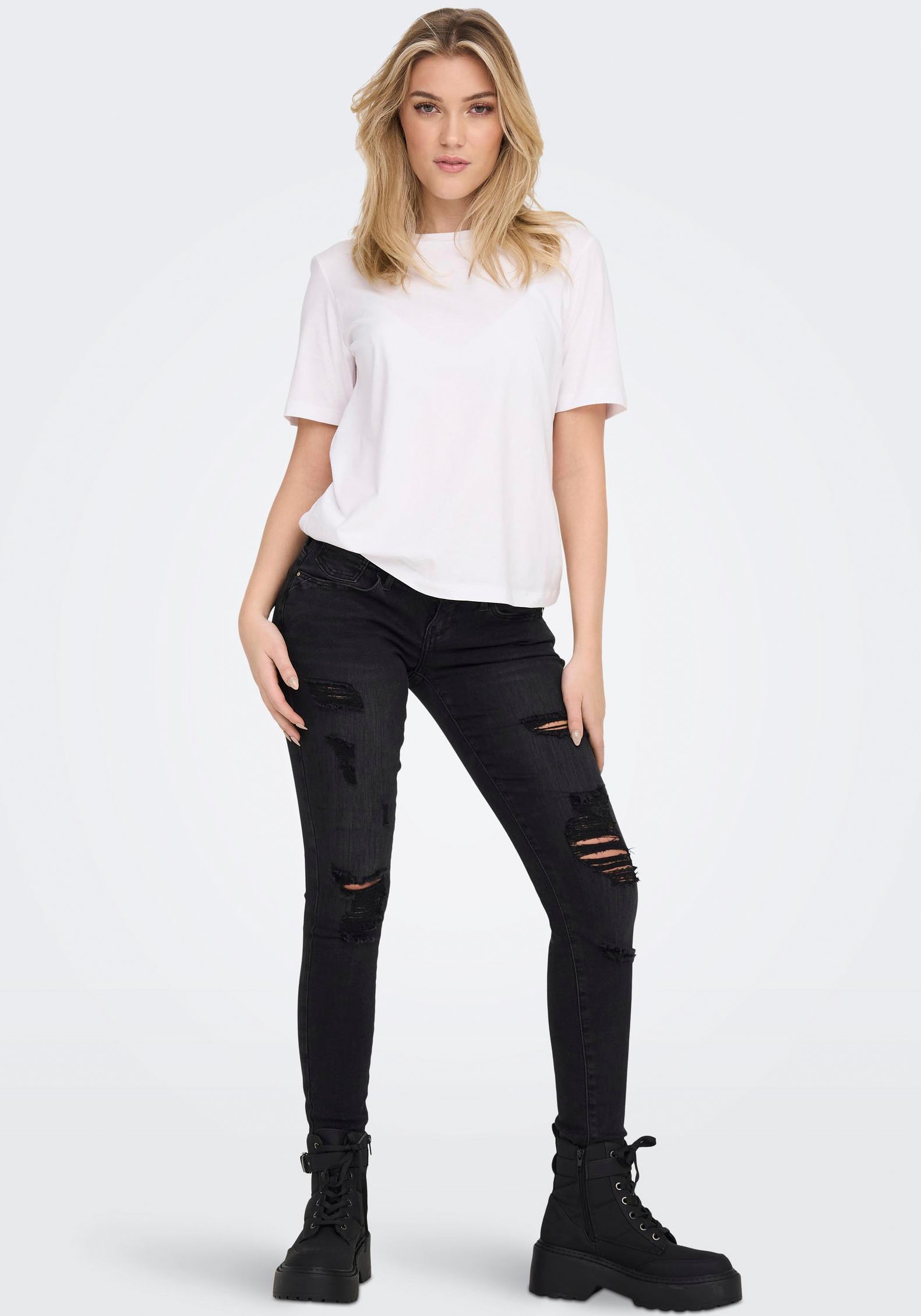 ONLY Kurzarmshirt »ONLONLY – T-Shirt mit Rundhals und klassischem Schnitt«, regular fit, casual, Single Jersey, Baumwolle, Rundhals