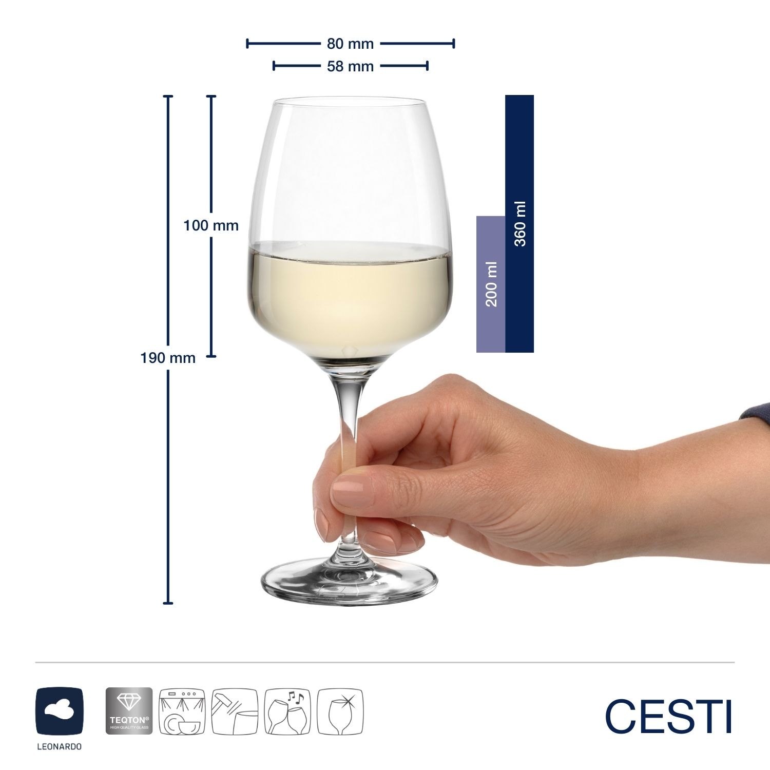 LEONARDO Weißweinglas »6 Weingläser CESTI + Poliertuch« 6 Weißwein-Gläser mit Poliertuch