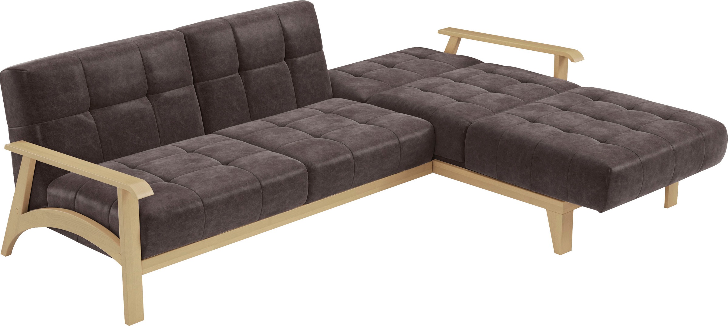 sit&more Ecksofa »Billund L-Form«, Armlehnen aus Buchenholz in natur, verschiedene Bezüge und Farben