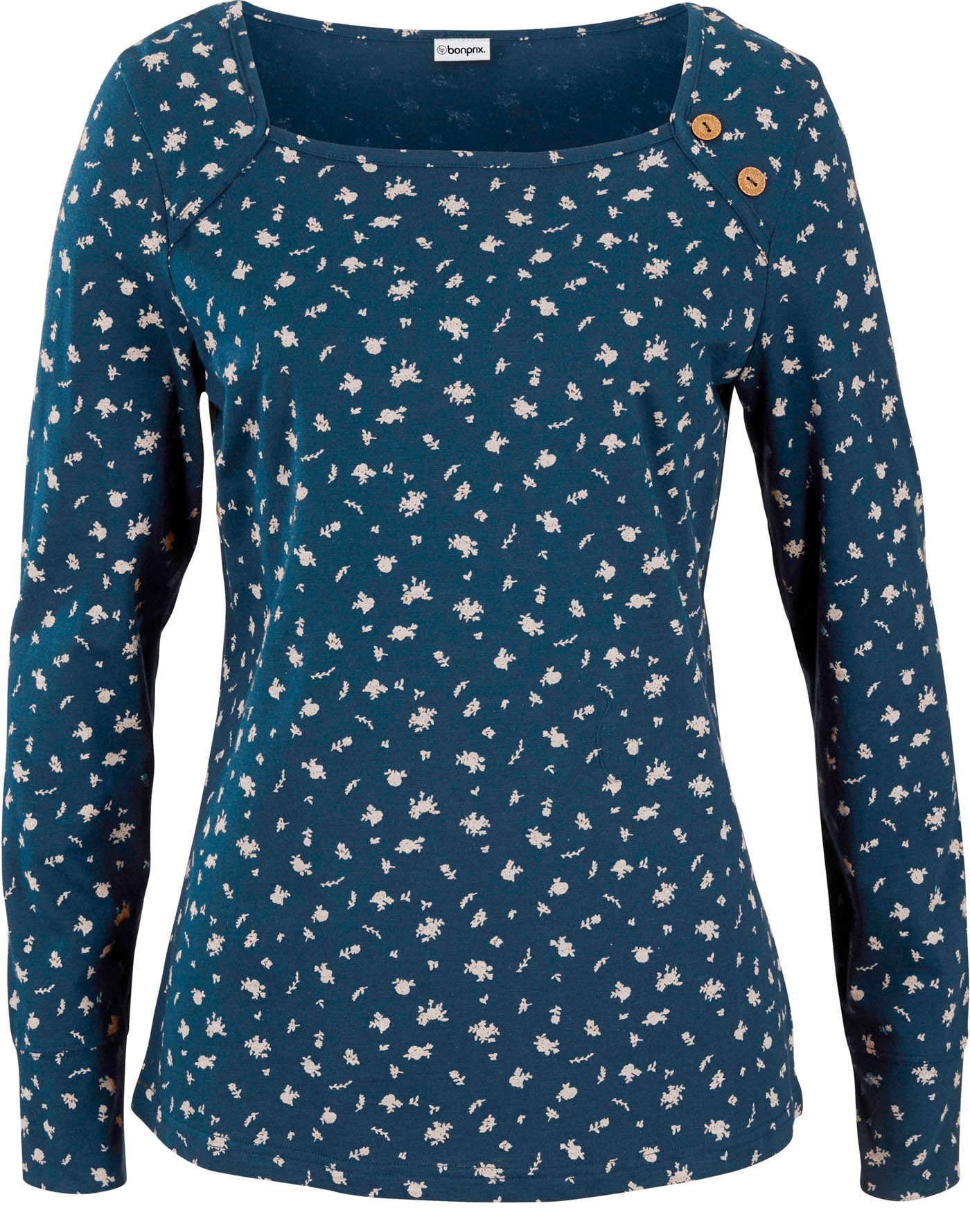 bonprix Langarmshirt »Langarmshirt, bedruckt« lockere Passform, mit All-Over Print, mit eckigem Ausschnitt