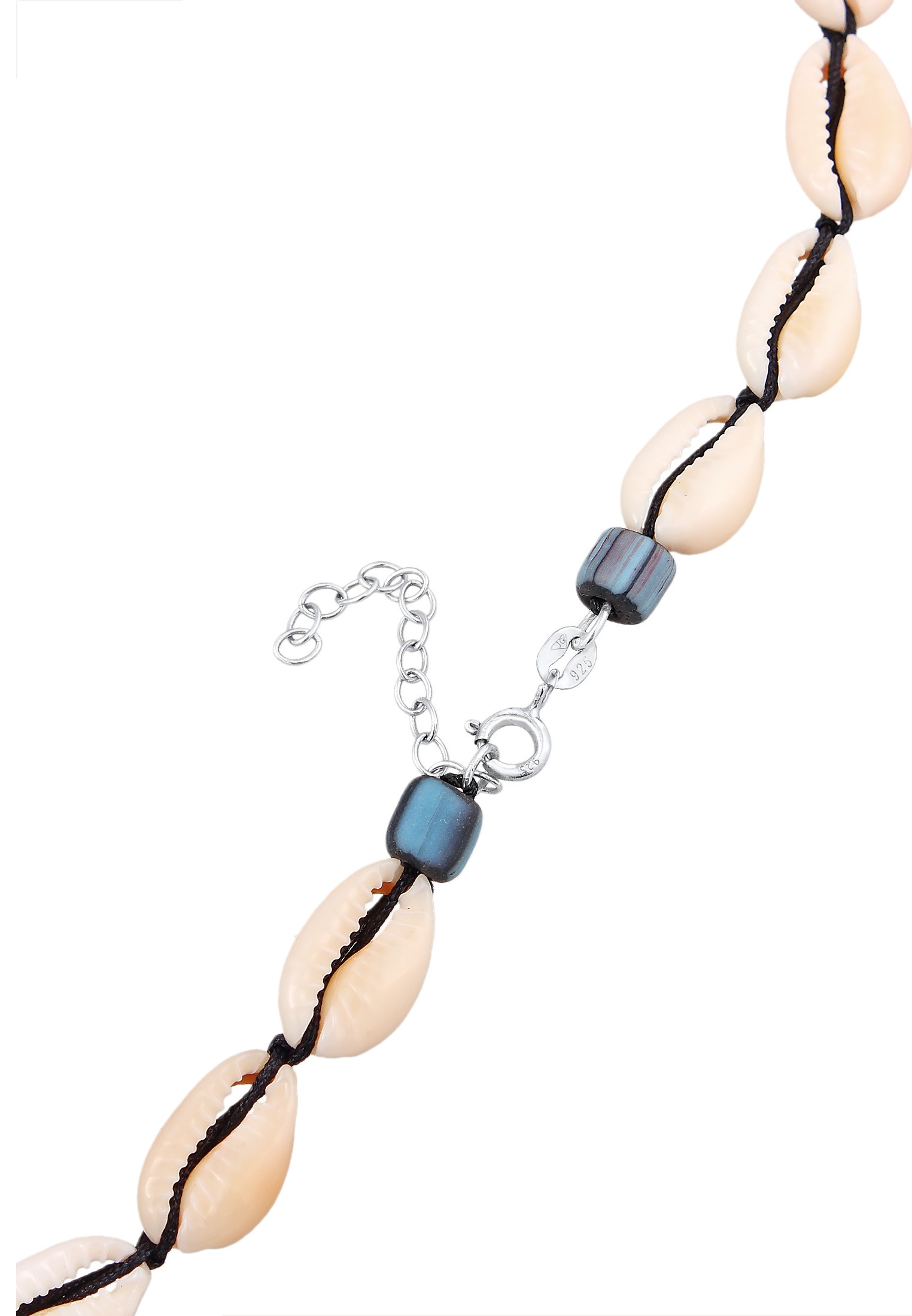 Elli Choker »Halskette Kauri Muschel Glas Beads Surfer Style 925 Silber«
