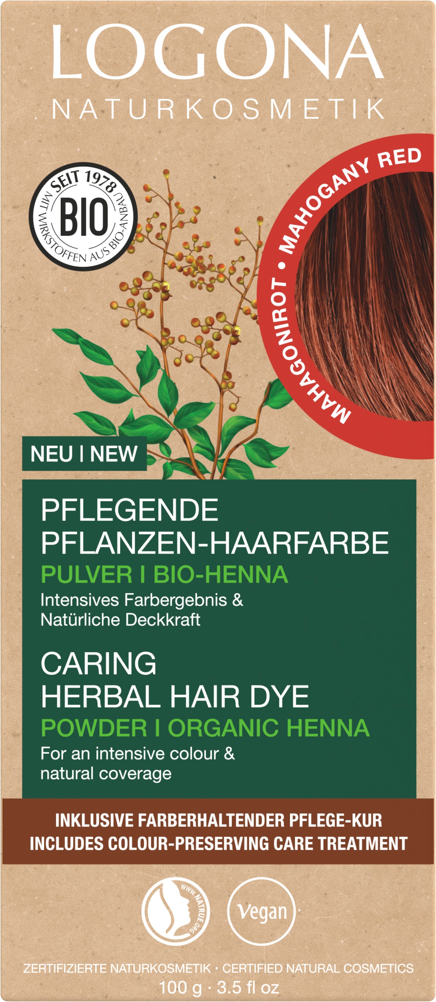 LOGONA Haarfarbe »Pflanzen-Haarfarbe Pulver«, mit pflegender Formel