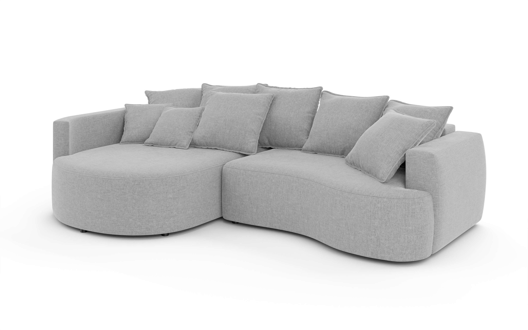 INOSIGN Ecksofa »Kahekili, Schlafsofa mit Bettkasten, Maße B/T/H: 255/181/90/ cm«, L-Form mit Wellenunterfederung, 7 Rückenkissen und 2 Zierkissen