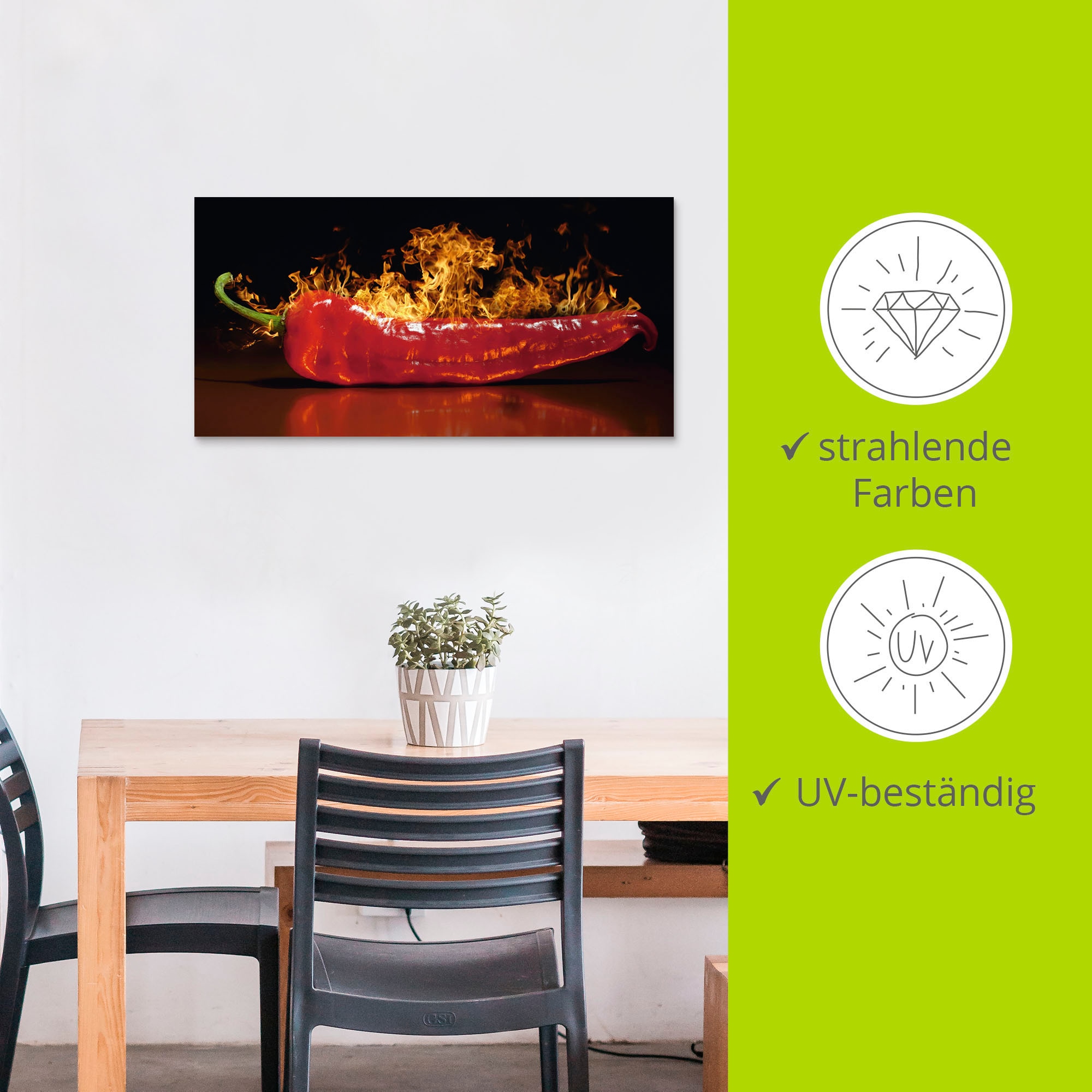 Artland Wandbild »Roter scharfer Chilipfeffer« Lebensmittel 1 Stk. tlg. als Alubild, Leinwandbild in verschied. Größen