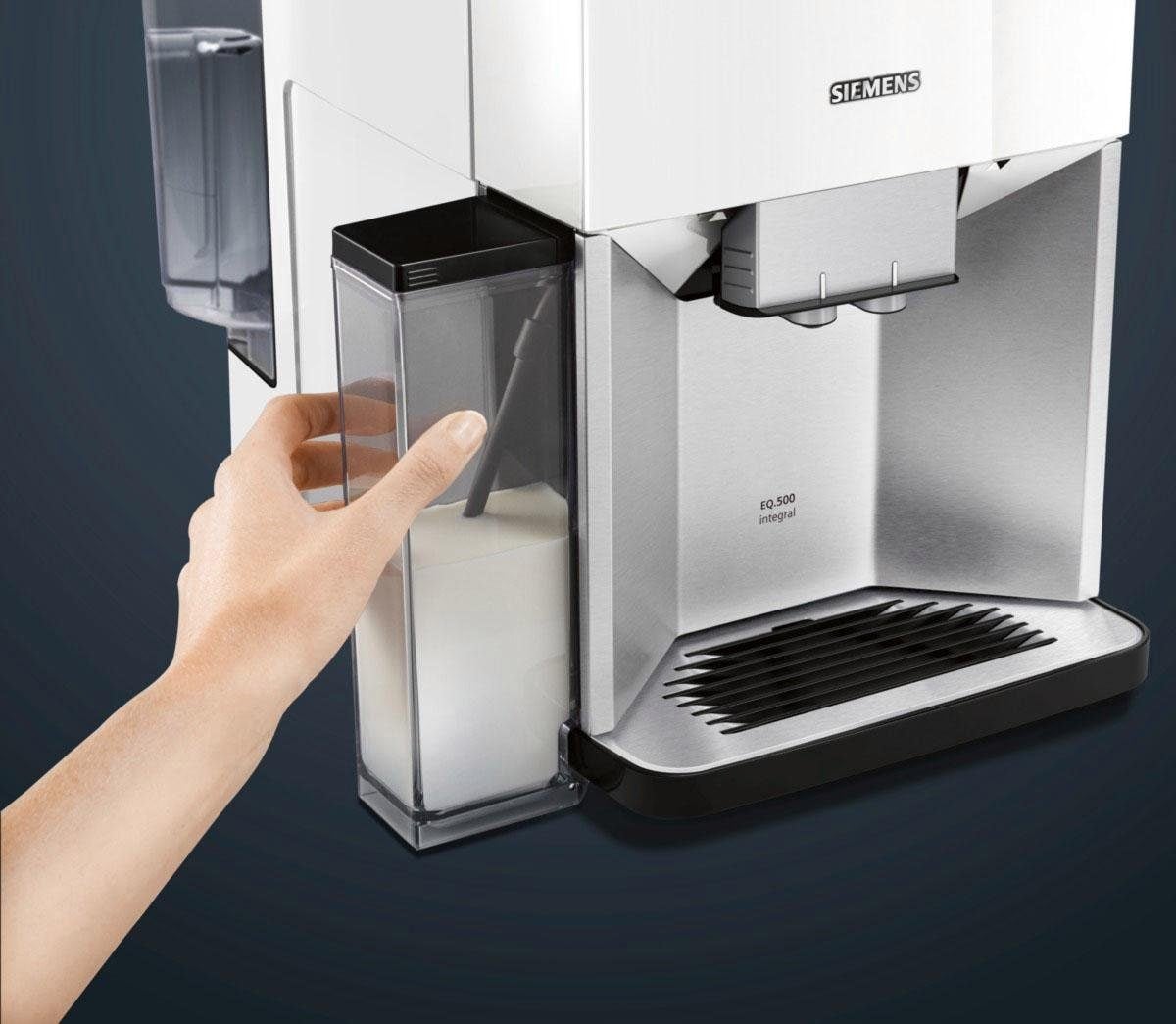 SIEMENS Kaffeevollautomat »EQ.500 integral TQ507D02«, einfache Bedienung, integrierter Milchbehälter, 2 Tassen gleichzeitig