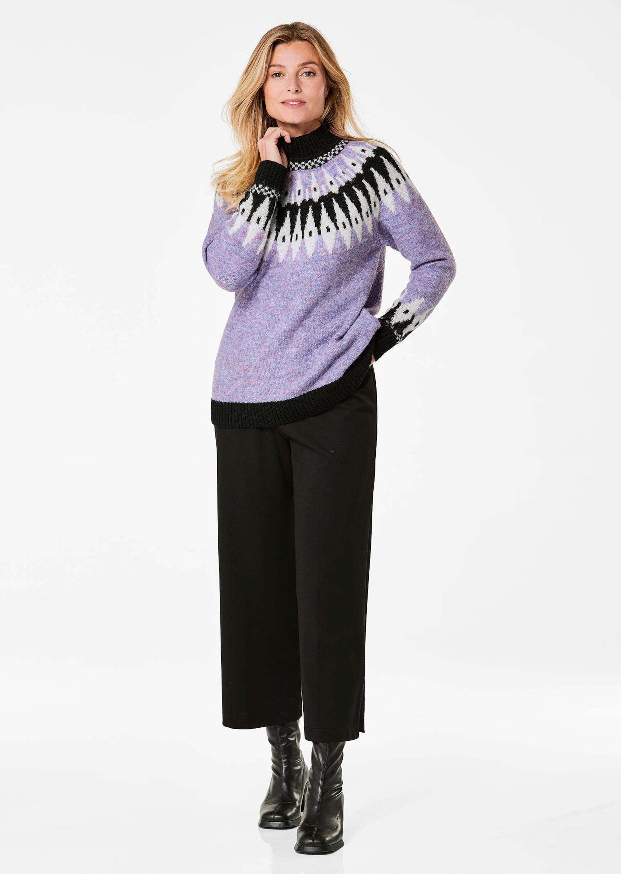 GOLDNER Strickpullover »Kurzgröße Norweger-Pullover mit Schurwolle« Ohne