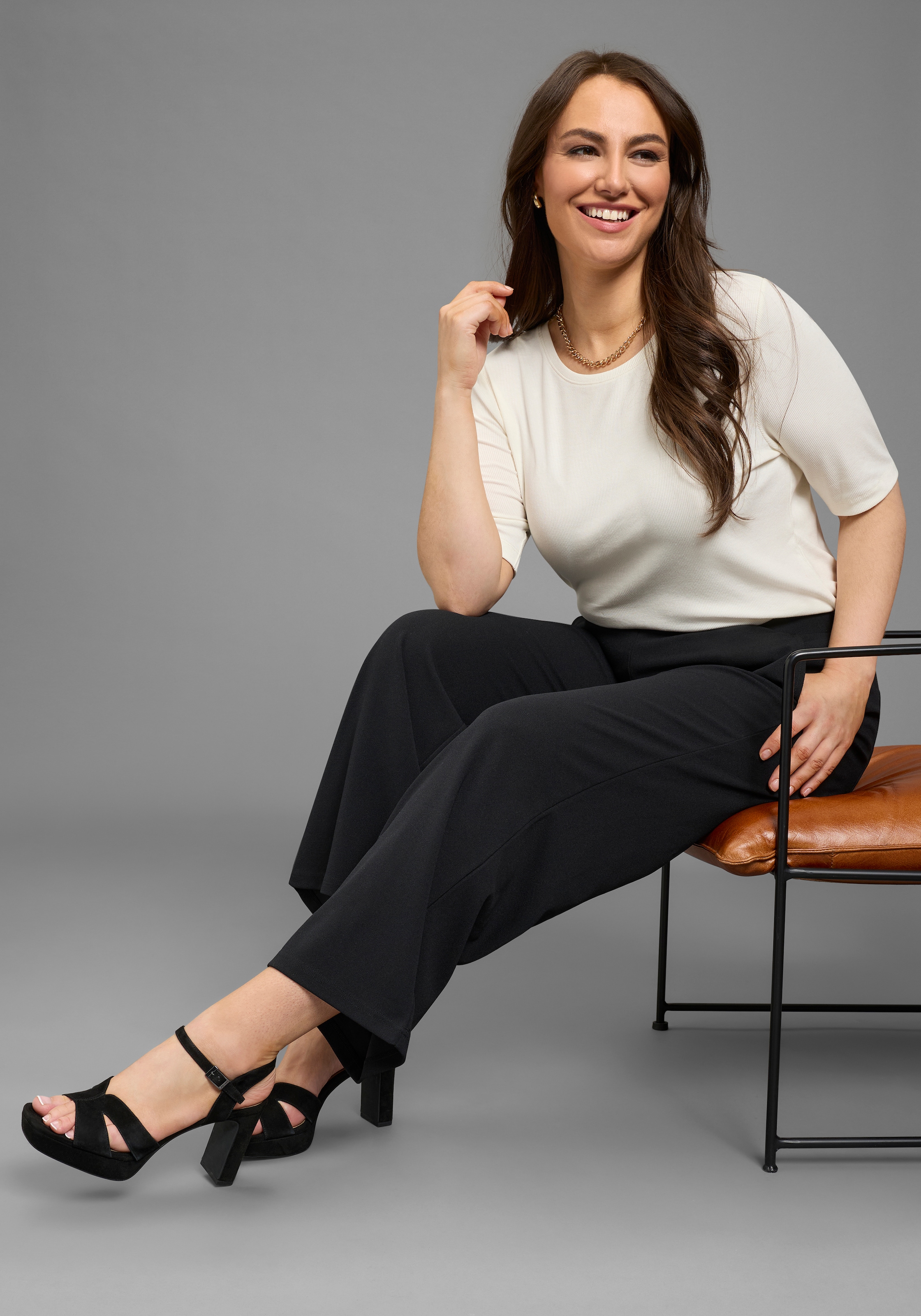 Laura Scott CURVE Schlupfhose  unifarbenes Design, für Business- und Casualmode