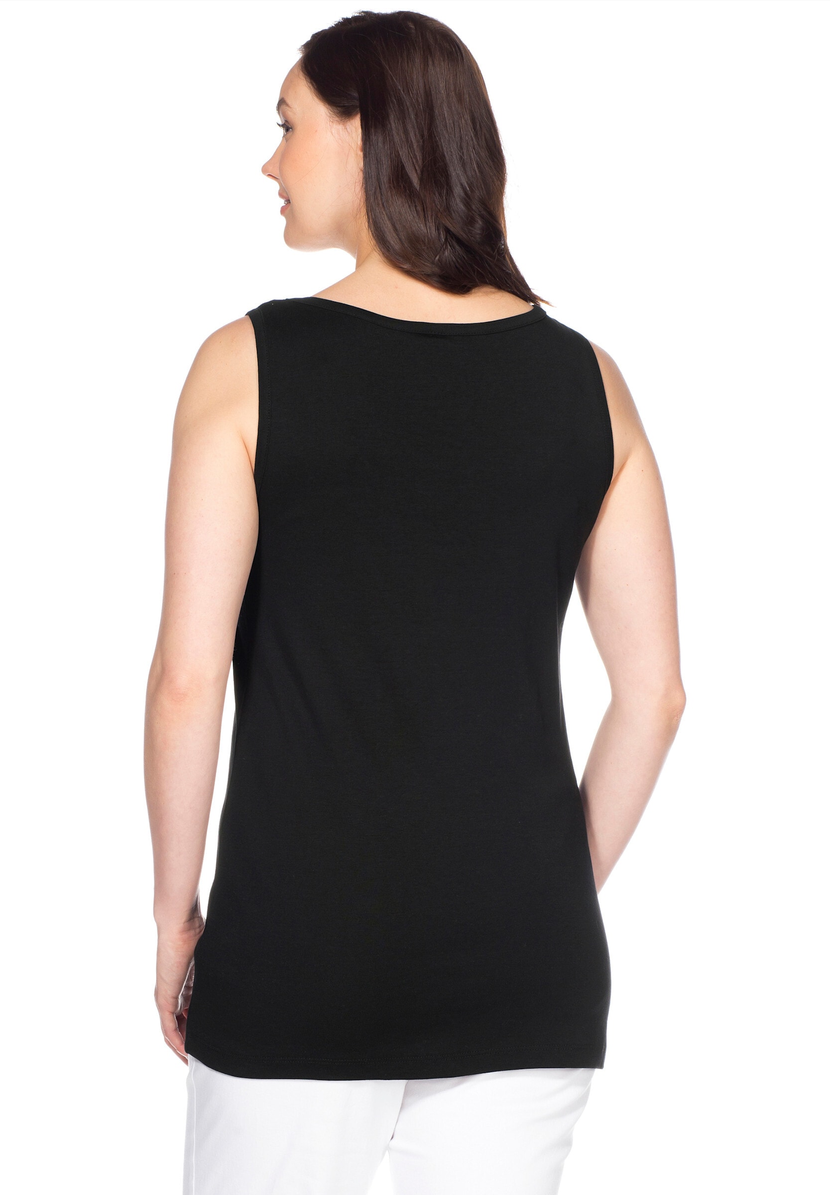 Sheego Shirttop »Tanktop Longtop mit weitem Ausschnitt, Rippqualität«