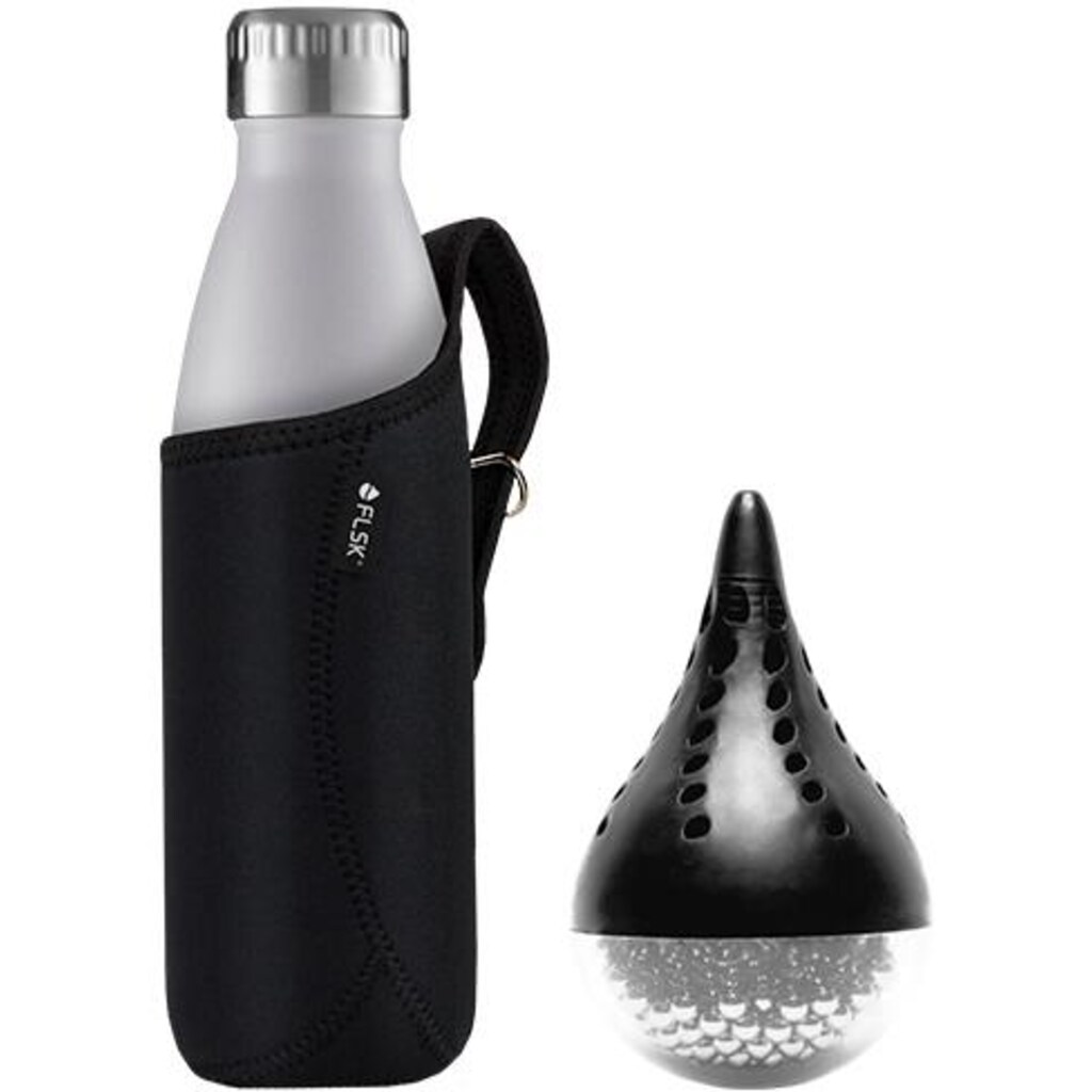 FLSK Trinkflasche »WHTE«, mit Neoprentasche und Reinigungsperlen, Inhalt 500 ml