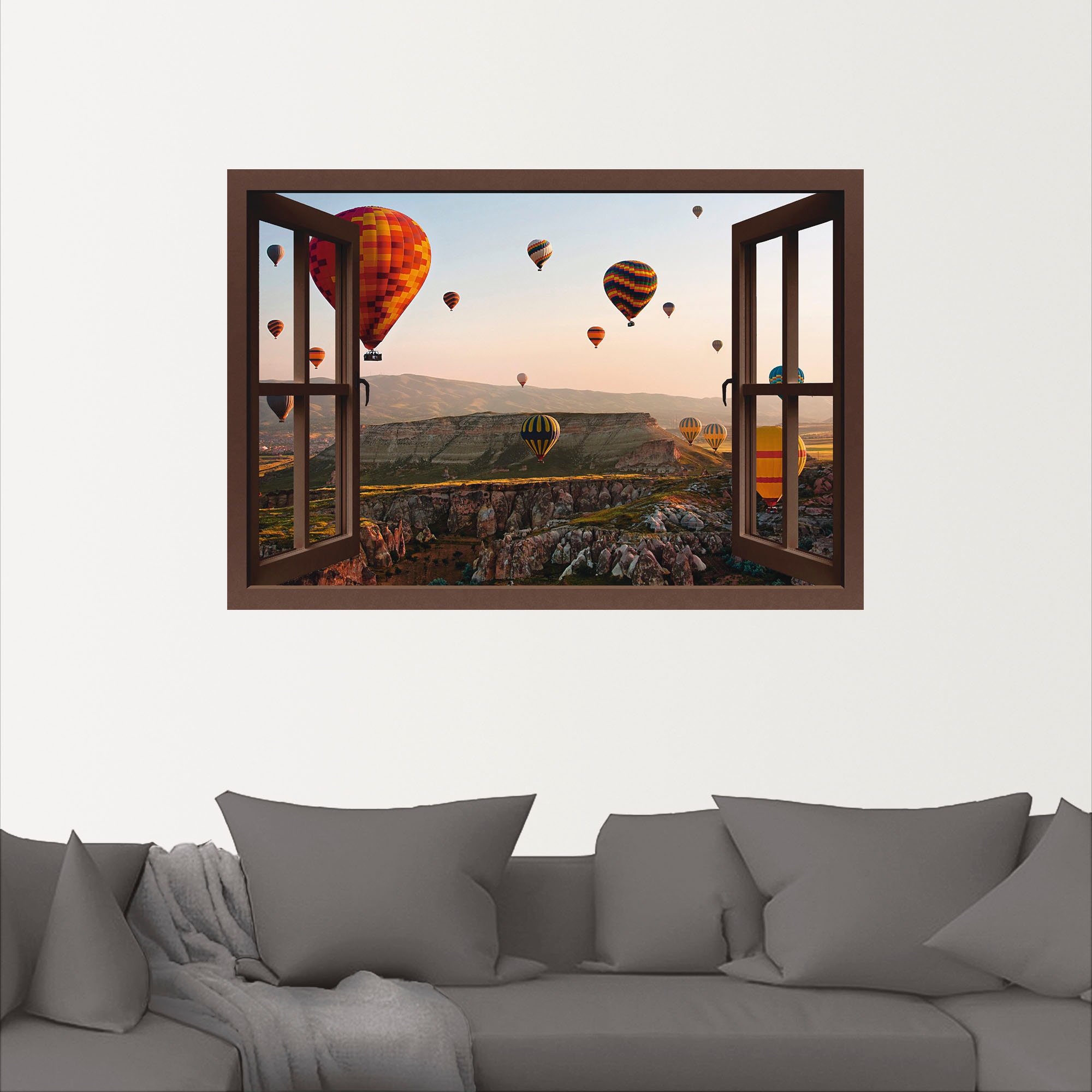 Artland Wandbild »Fensterblick Kappadokien Ballonfahrt«, Ballonfahren, (1 St.), als Leinwandbild, Poster, Wandaufkleber in verschied. Größen