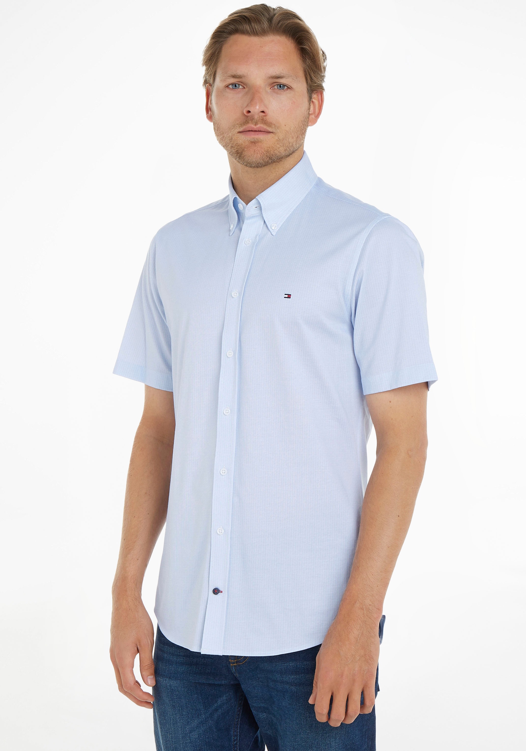 Tommy Hilfiger TAILORED Businesshemd »CL KNITTED FINE STP SF SHT S/S«, mit dezenter... kaufen
