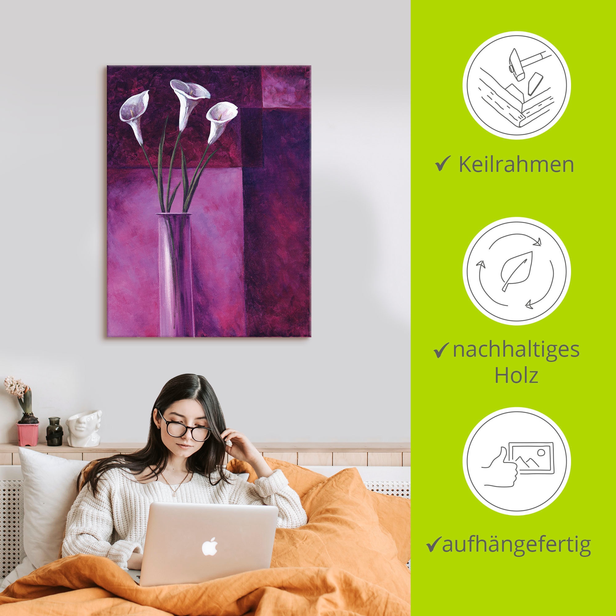 Artland Wandbild »Callas Lila«, Blumen, (1 St.), als Alubild, Outdoorbild, Leinwandbild in verschied. Größen