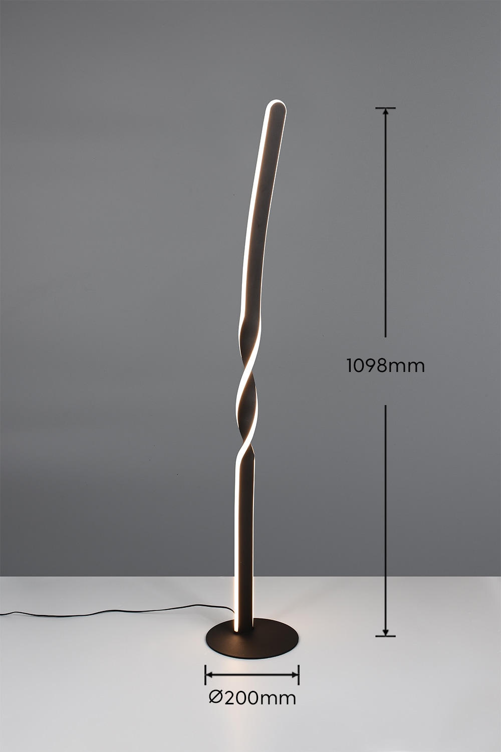 REALITY Leuchten LED Stehlampe »GINKO, LED Stehleuchte mit 19W 2060 Lumen 3000K warmweiß« LED-Board 1 Stk. Warmweiß Stehlampe mit Fußschalter + 180cm Kabel, Höhe 110 cm Ø 20cm