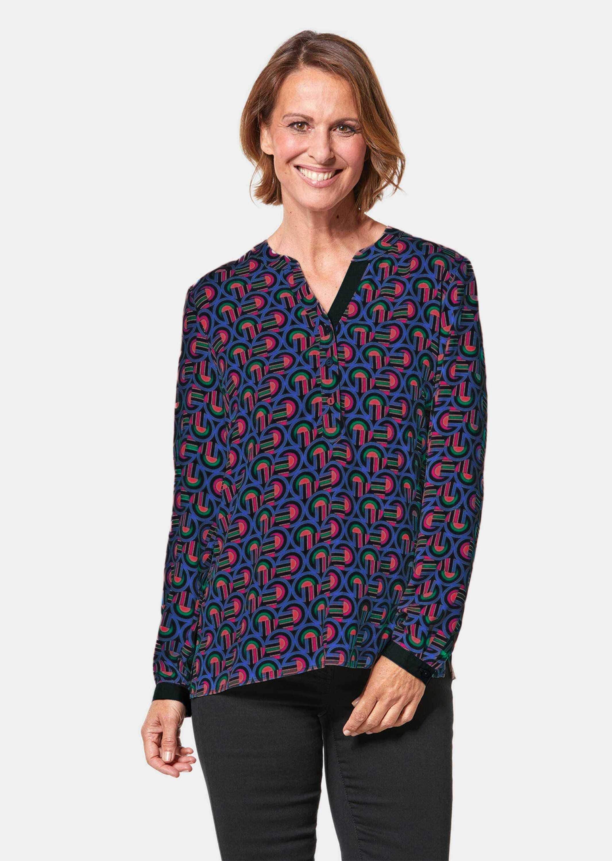 GOLDNER Schlupfbluse »Kurzgröße Moderne Druckbluse in legerer Form«