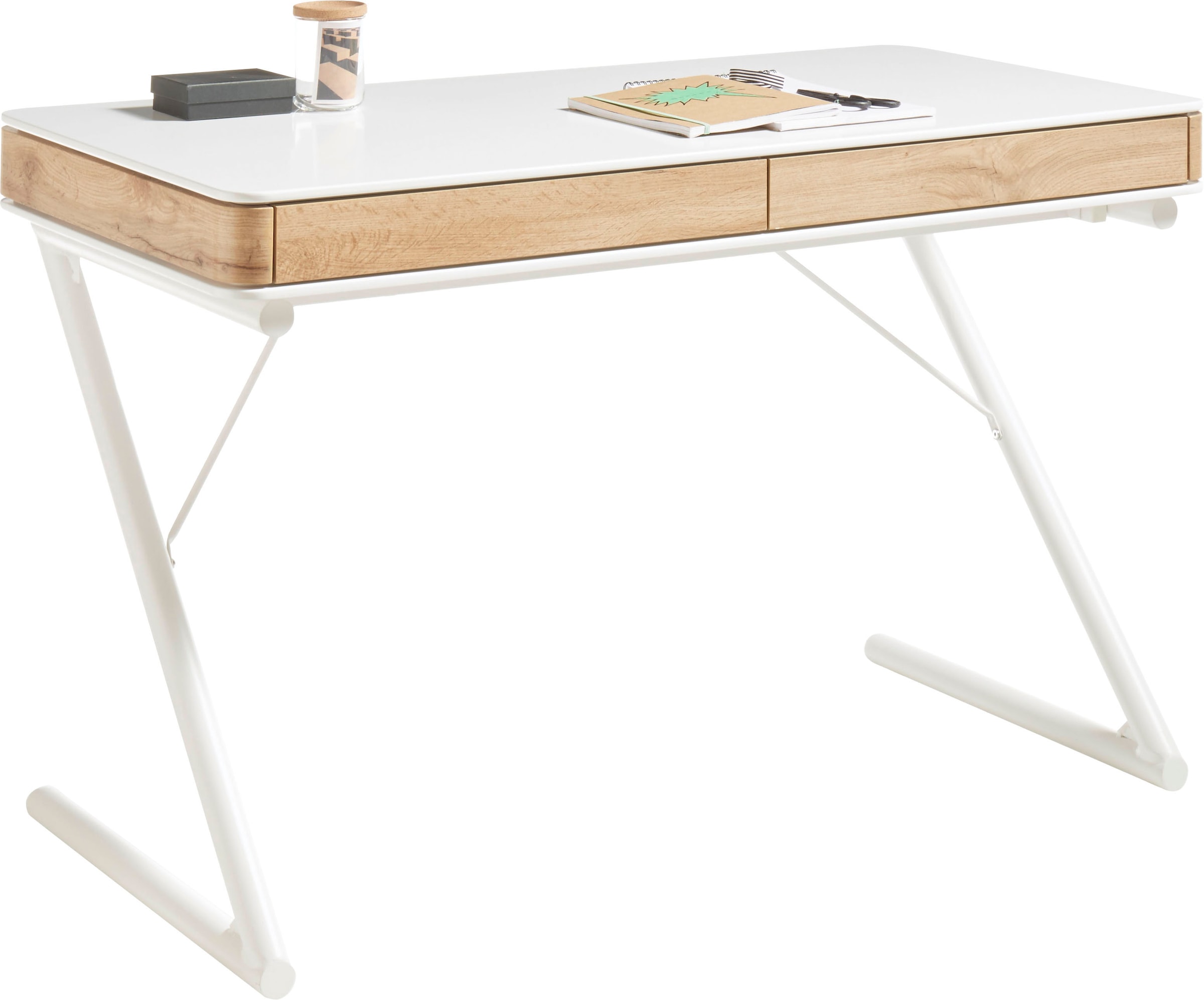 MCA furniture Schreibtisch »Bukarest«, weiß matt mit Schubladen, Breite 120 cm