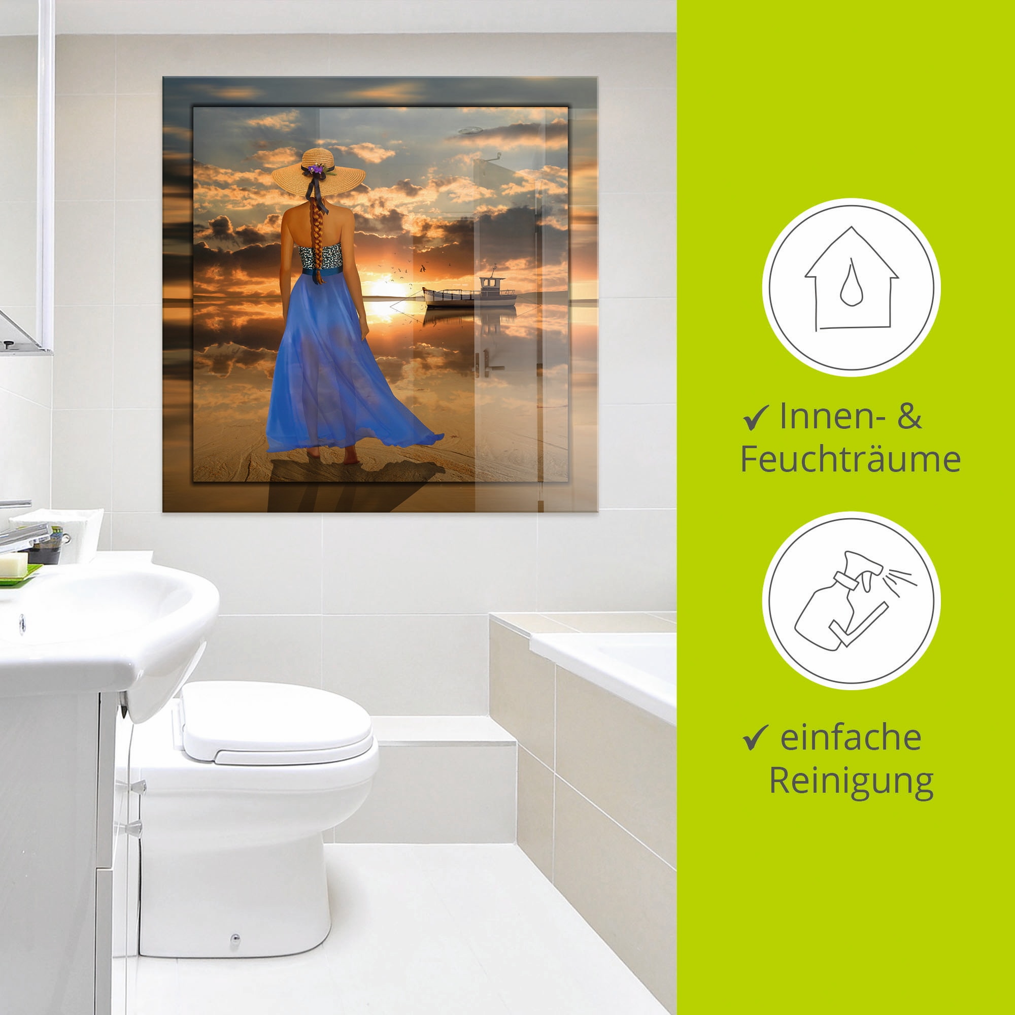 Artland Glasbild »Sommergefühle« Frau 1 Stk. tlg. in verschiedenen Größen