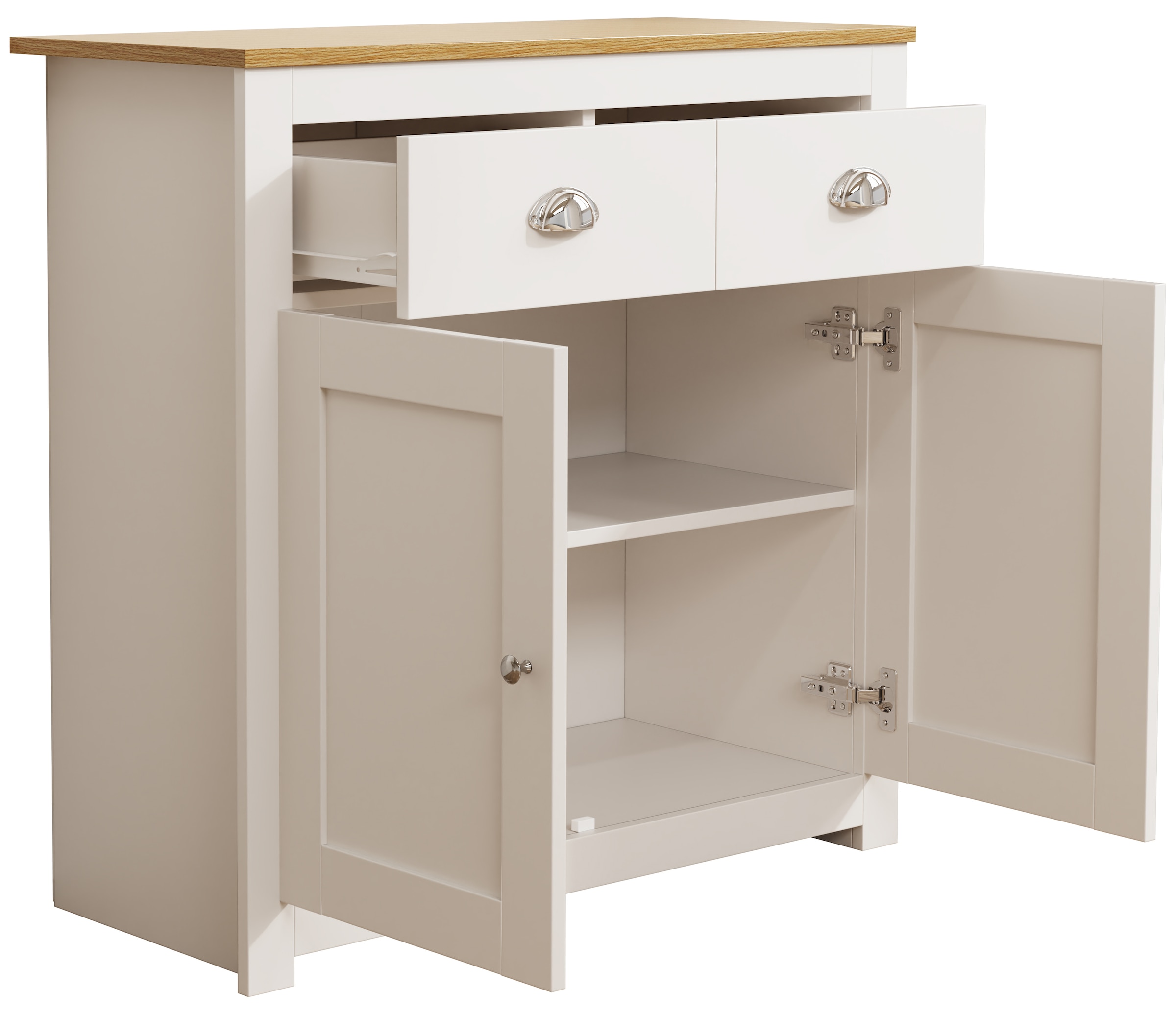 VCM Kommode »VCM Holz Kommode | Sideboard mit Drehtüren und Schubladen | Maße ca. H. 81 x B. 82 x T. 35 cm - Balusa L«, (VCM Balusa)