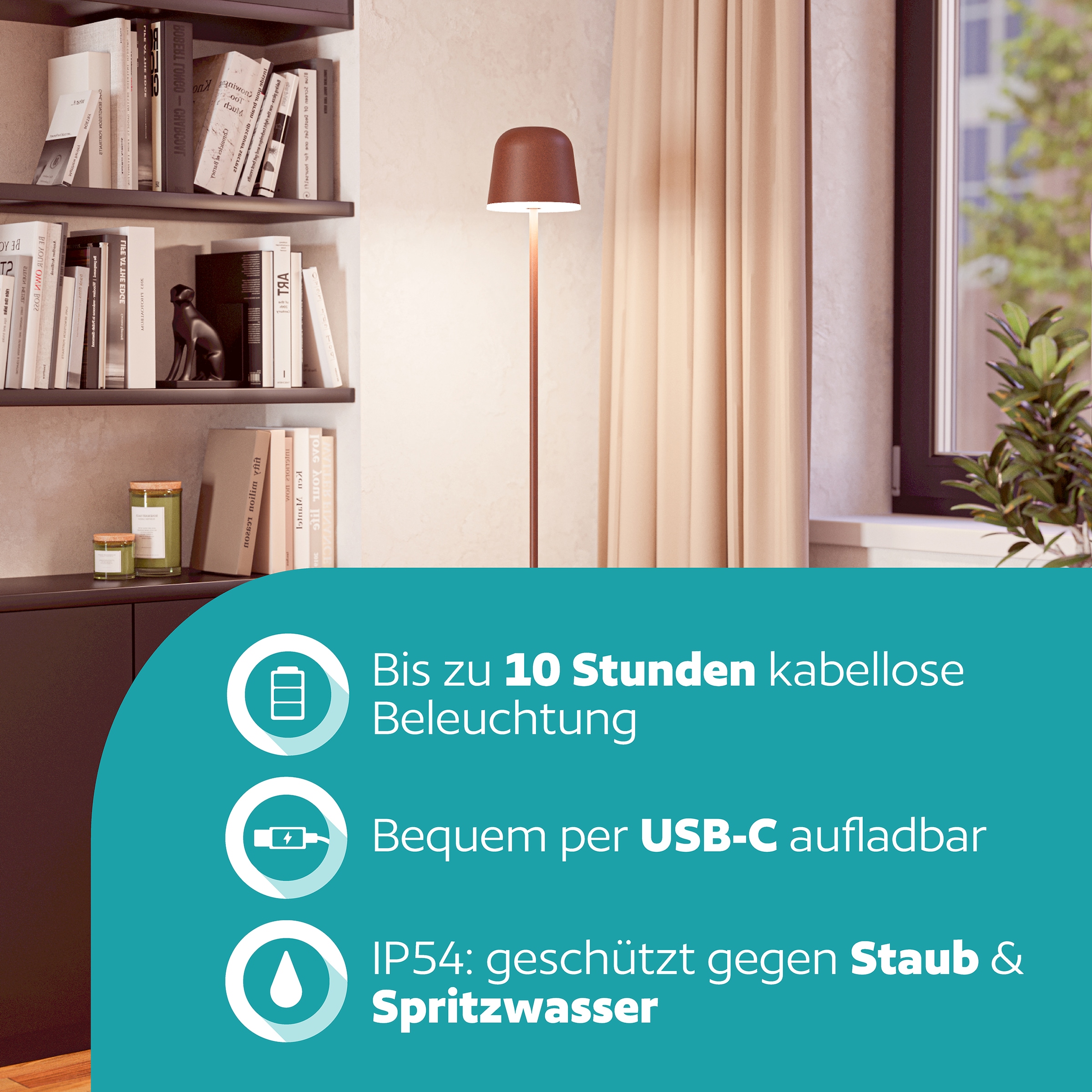 EGLO Stehlampe »MANNERA-L Stehlampe - Alu, Stahl - LED - 4,3W - IP54« LED-Modul 1 Stk. Neutralweiß | Warmweiß Standleuchte, Leselampe, Wohzimmer, Schlafzimmer, H140 x Ø16 cm