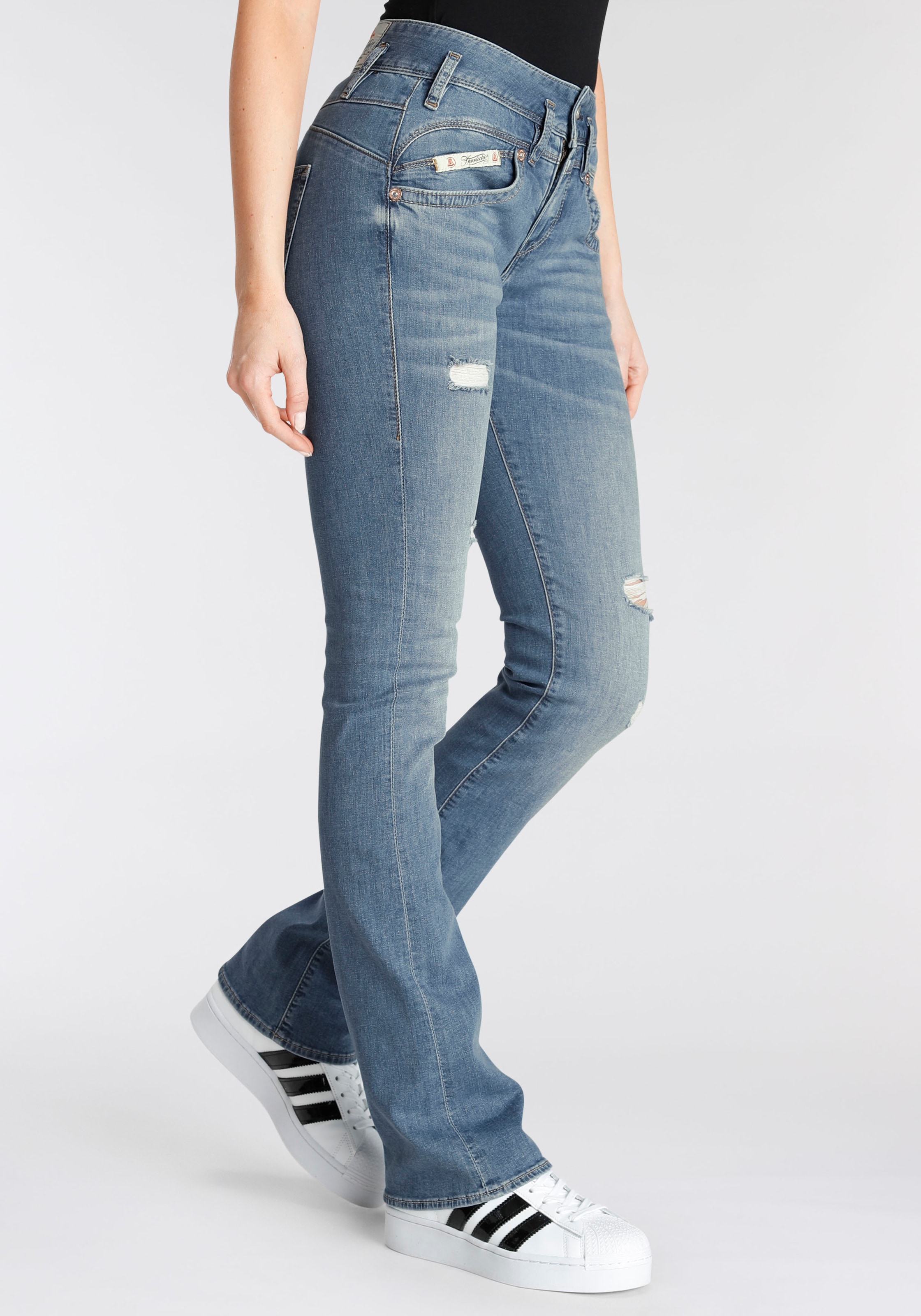 Herrlicher Bootcut-Jeans »PEARL«, Destroyed-Look