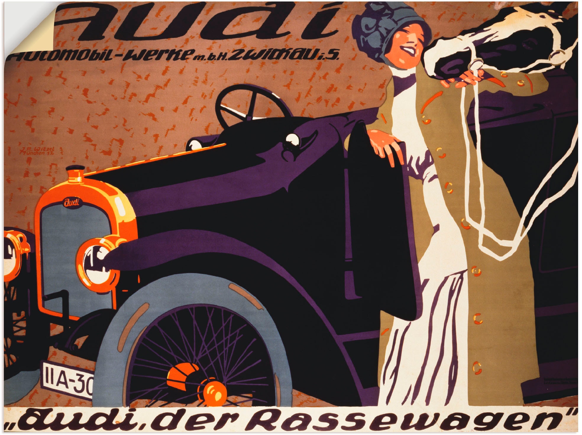 Artland Wandbild »Audi. 1912«, Auto, (1 St.), als Leinwandbild, Wandaufkleber oder Poster in versch. Größen