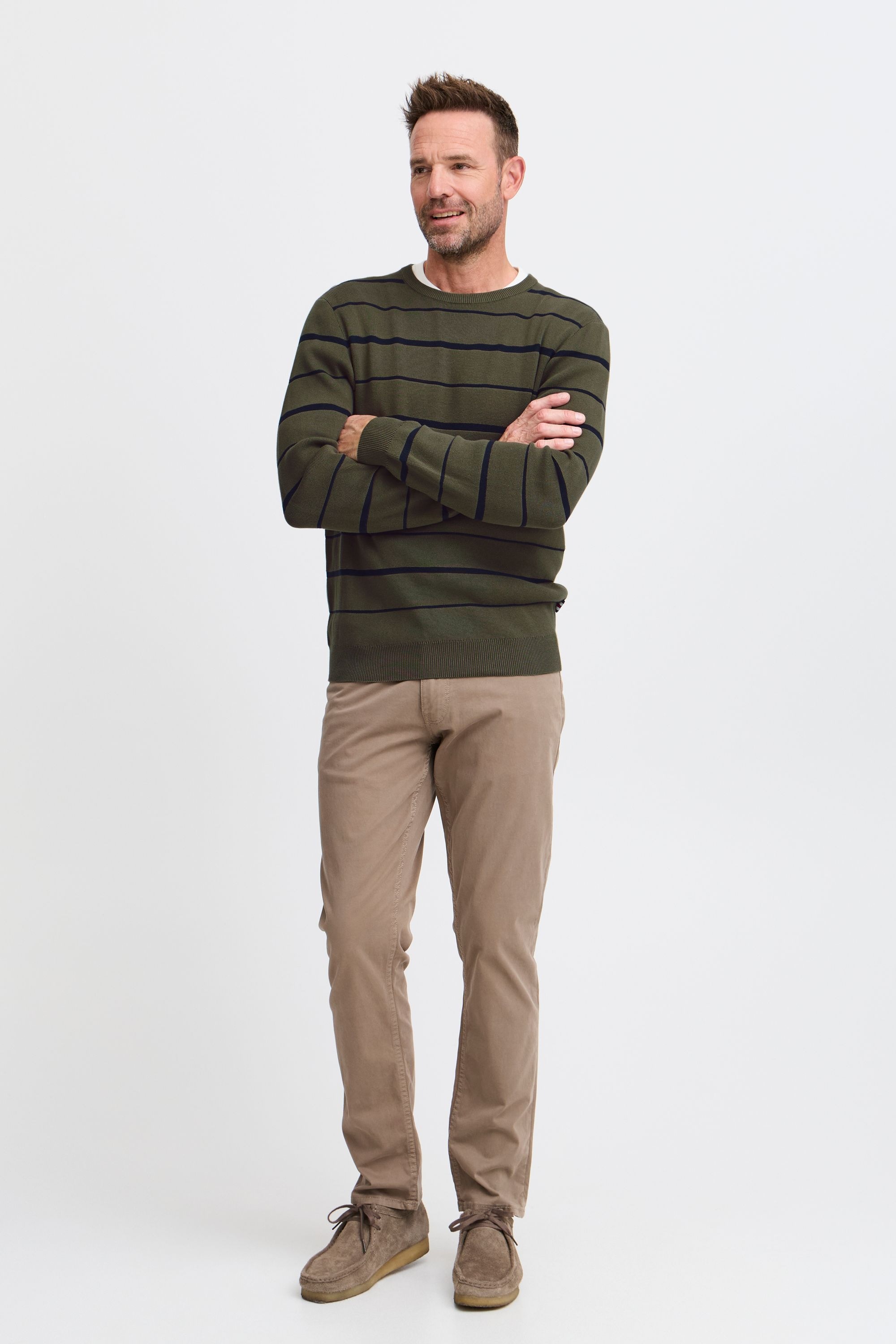 FQ1924 Strickfleece-Pullover »Strickpullover FQKYLE reversed strip crewneck neck«